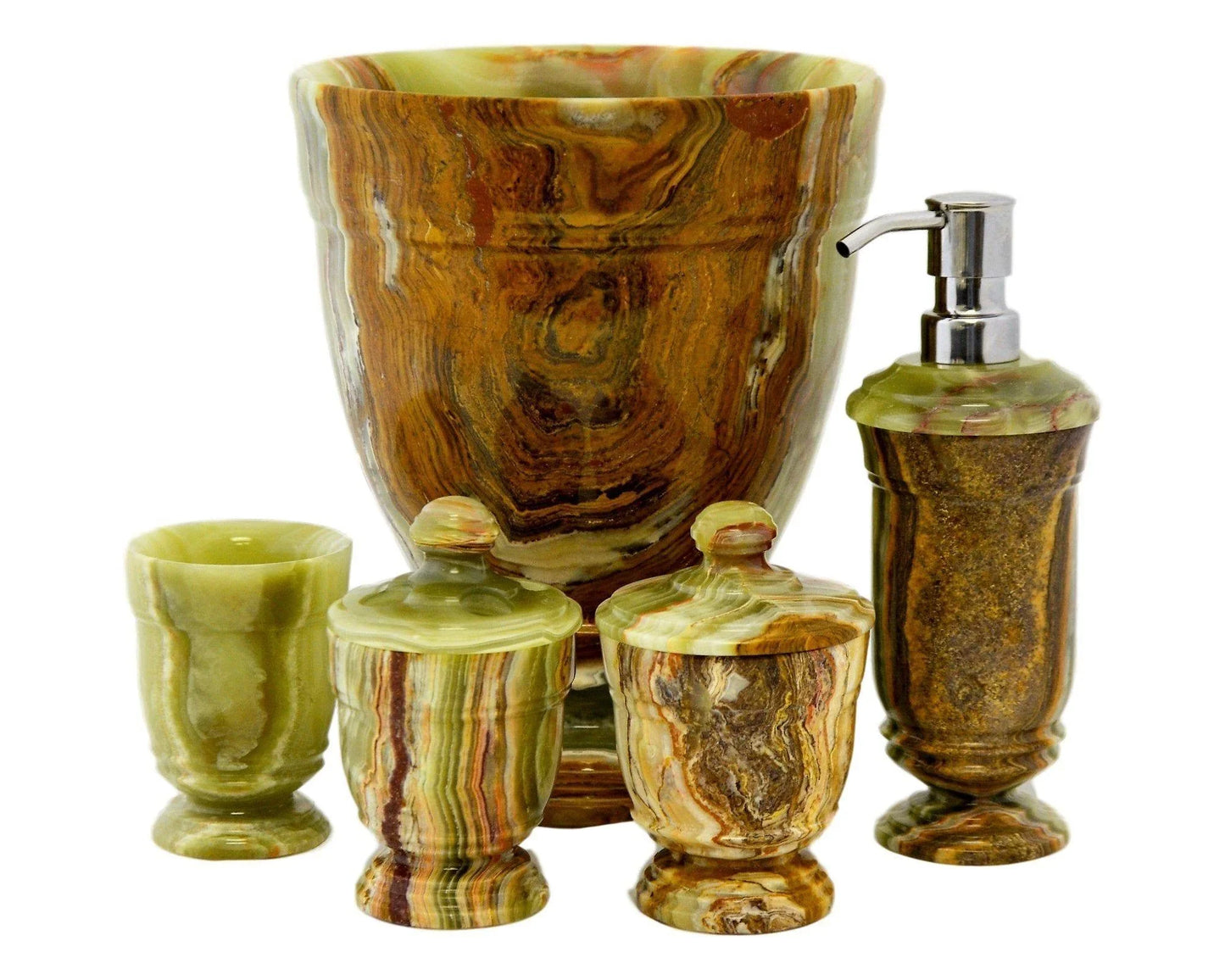 Green Onyx Bathroom Waste Basket | Tasmanian Collection - Nature Home Decor