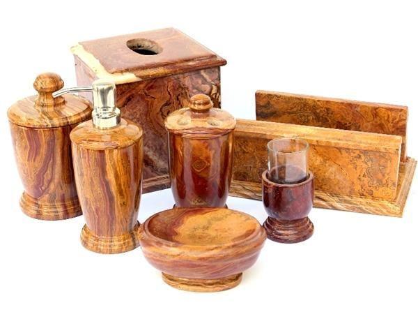Hand Towel Holder of Multi Brown Onyx - Nature Home Decor