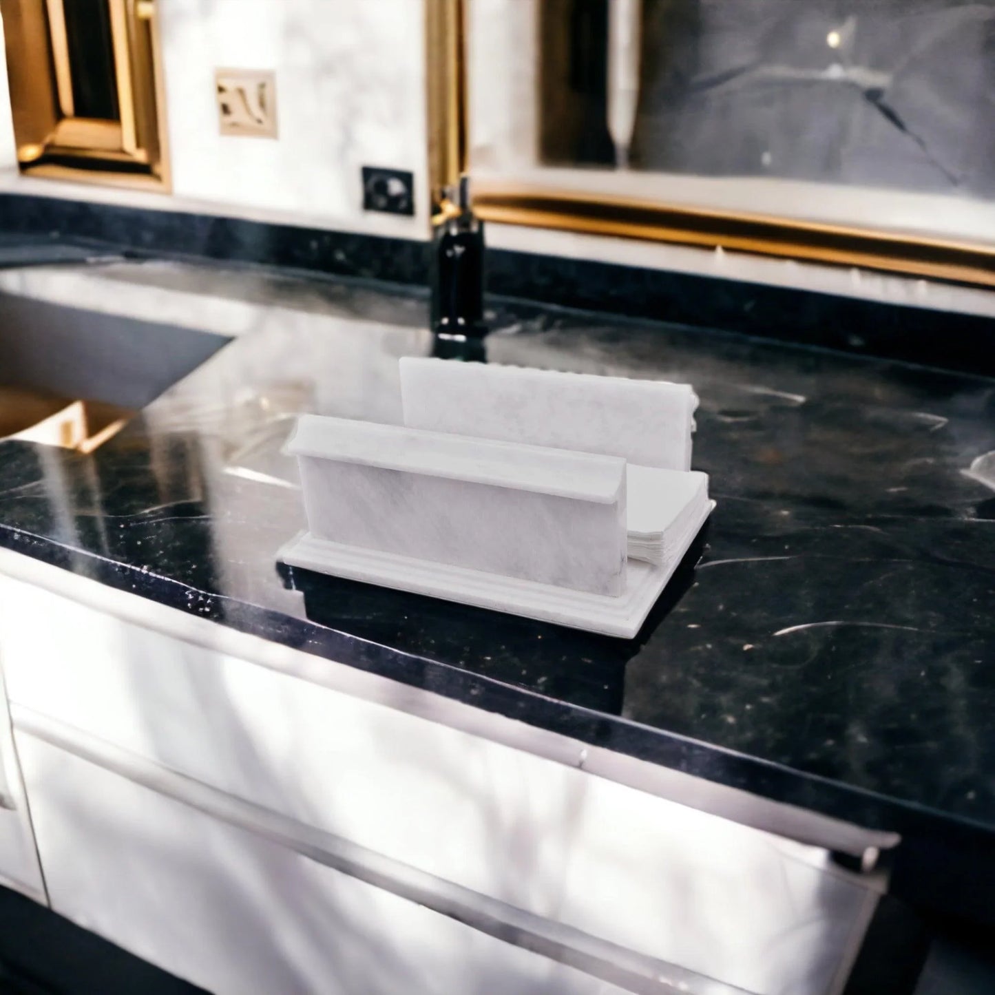 Hand Towel Holder of White Marble - Nature Home Decor