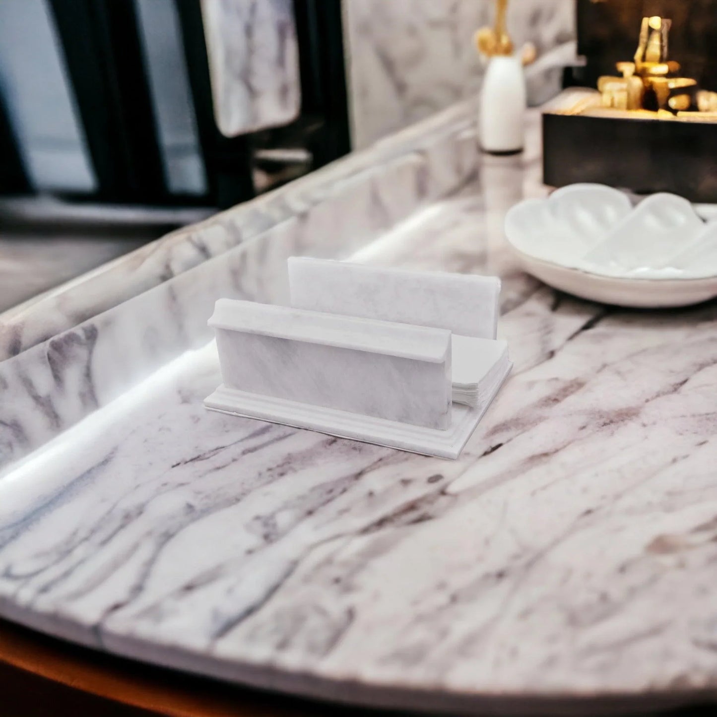 Hand Towel Holder of White Marble - Nature Home Decor