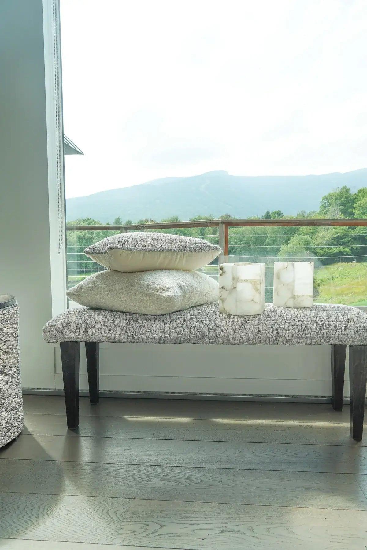Handwoven Clean Grey Dining Room Table Bench - Nature Home Decor