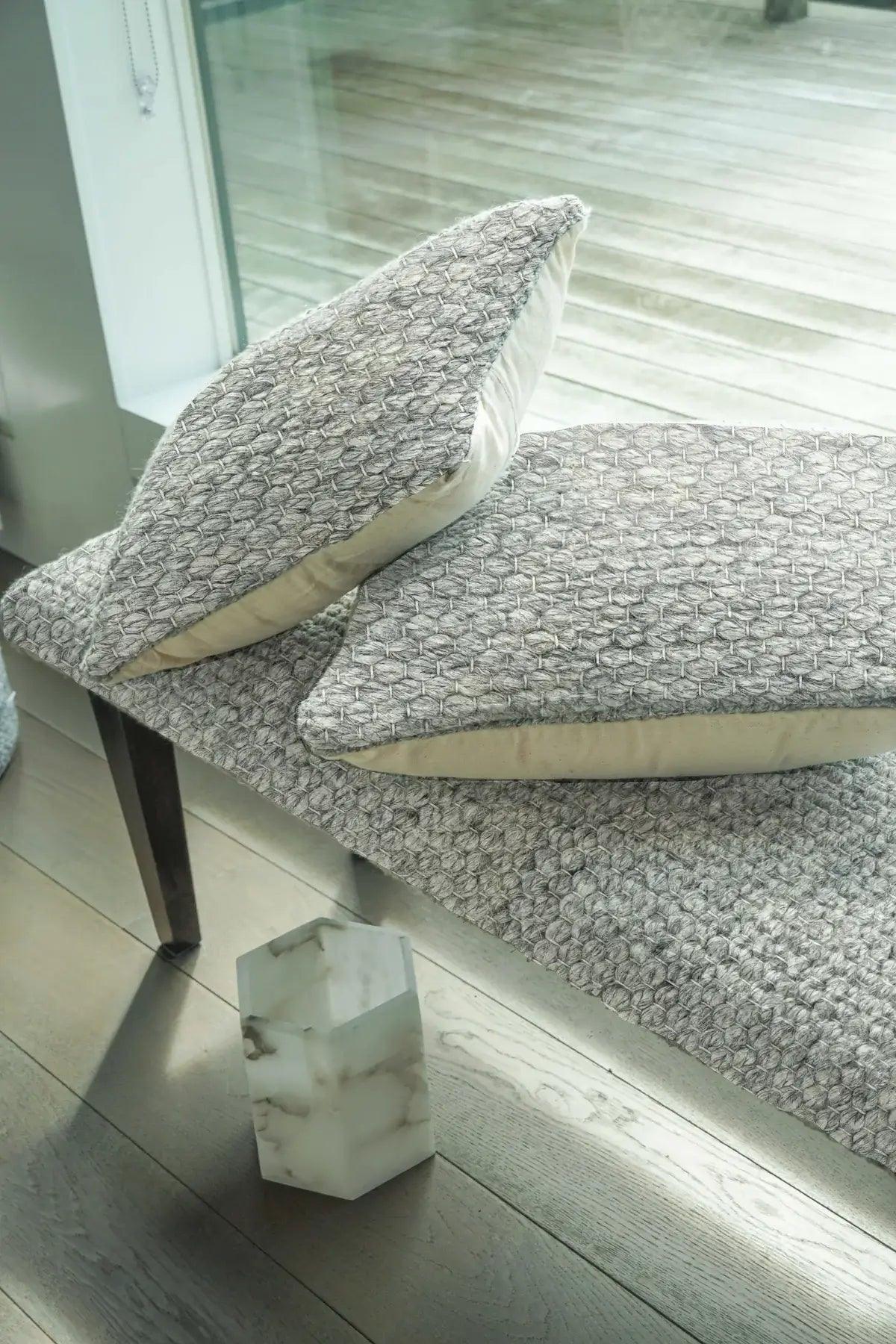 Handwoven Clean Grey Dining Room Table Bench - Nature Home Decor
