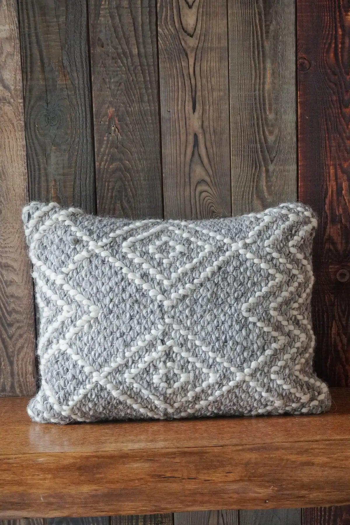 Handwoven Grey Diamond Pillow Covers - Nature Home Decor