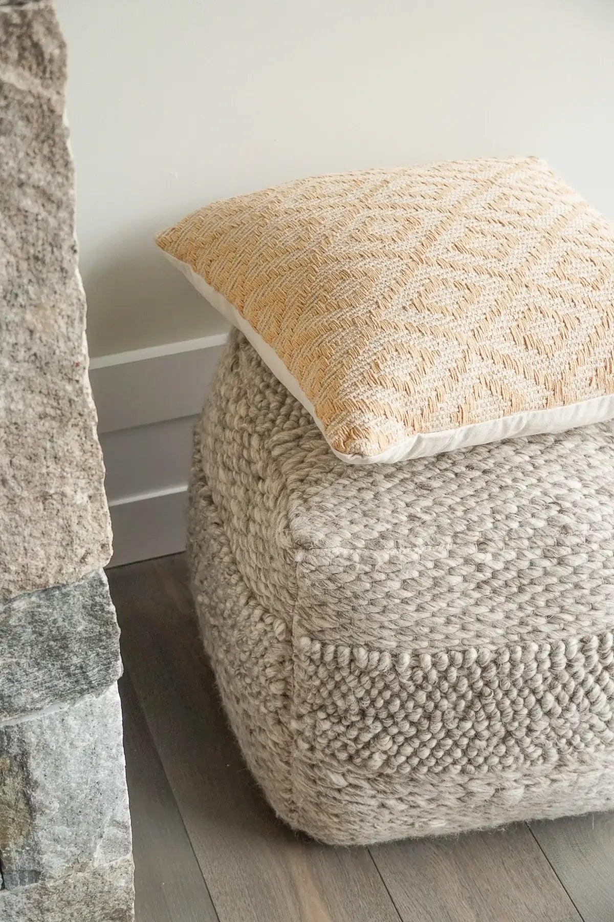 Handwoven Yellow Diamond Pillow Cover - Nature Home Decor