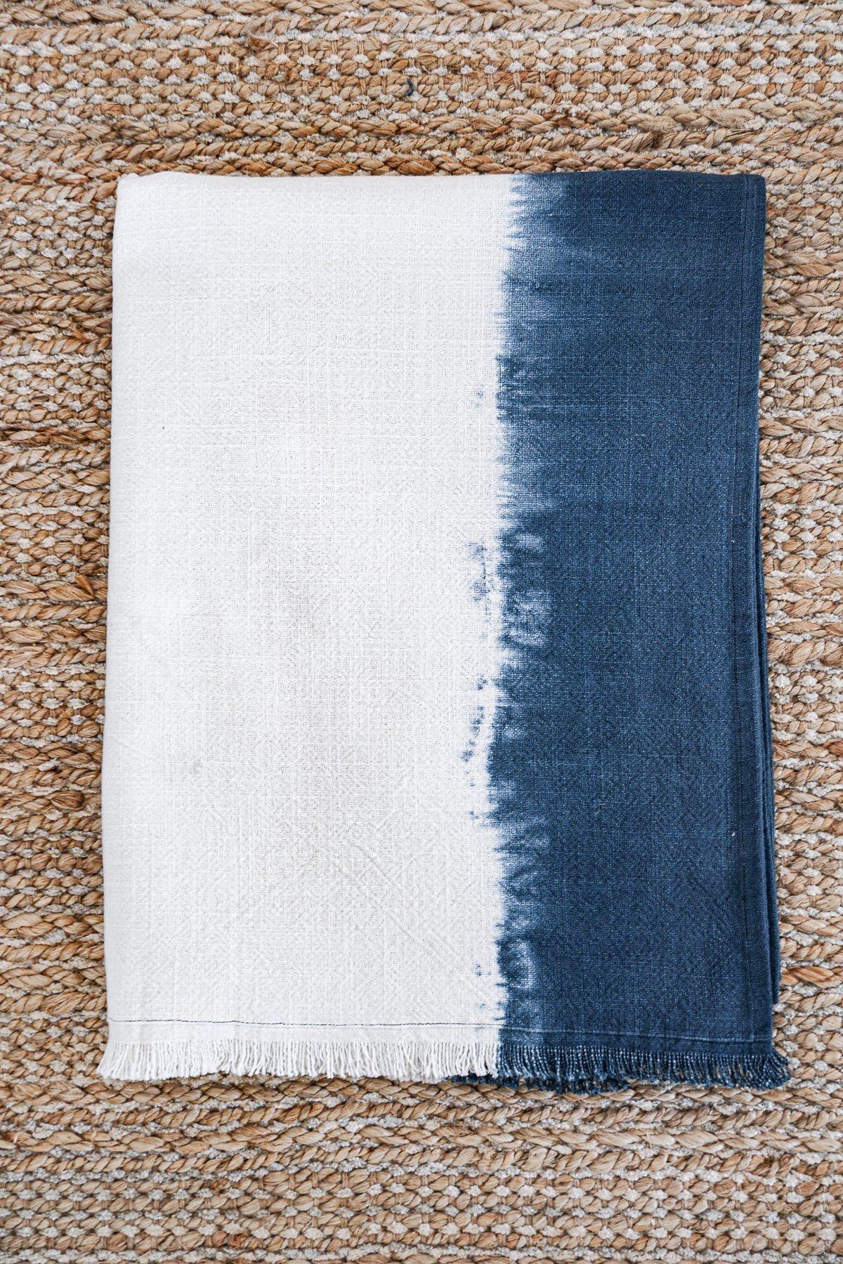 Indigo Blue Tie Dye Cotton Throw - Nature Home Decor