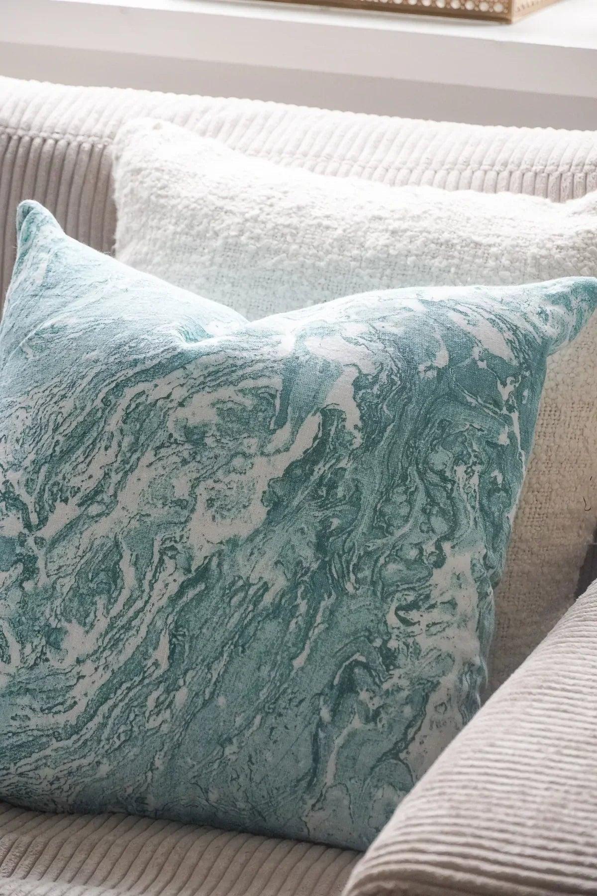 Linen Pillow Covers in Handcrafted Marble Print - Nature Home Decor