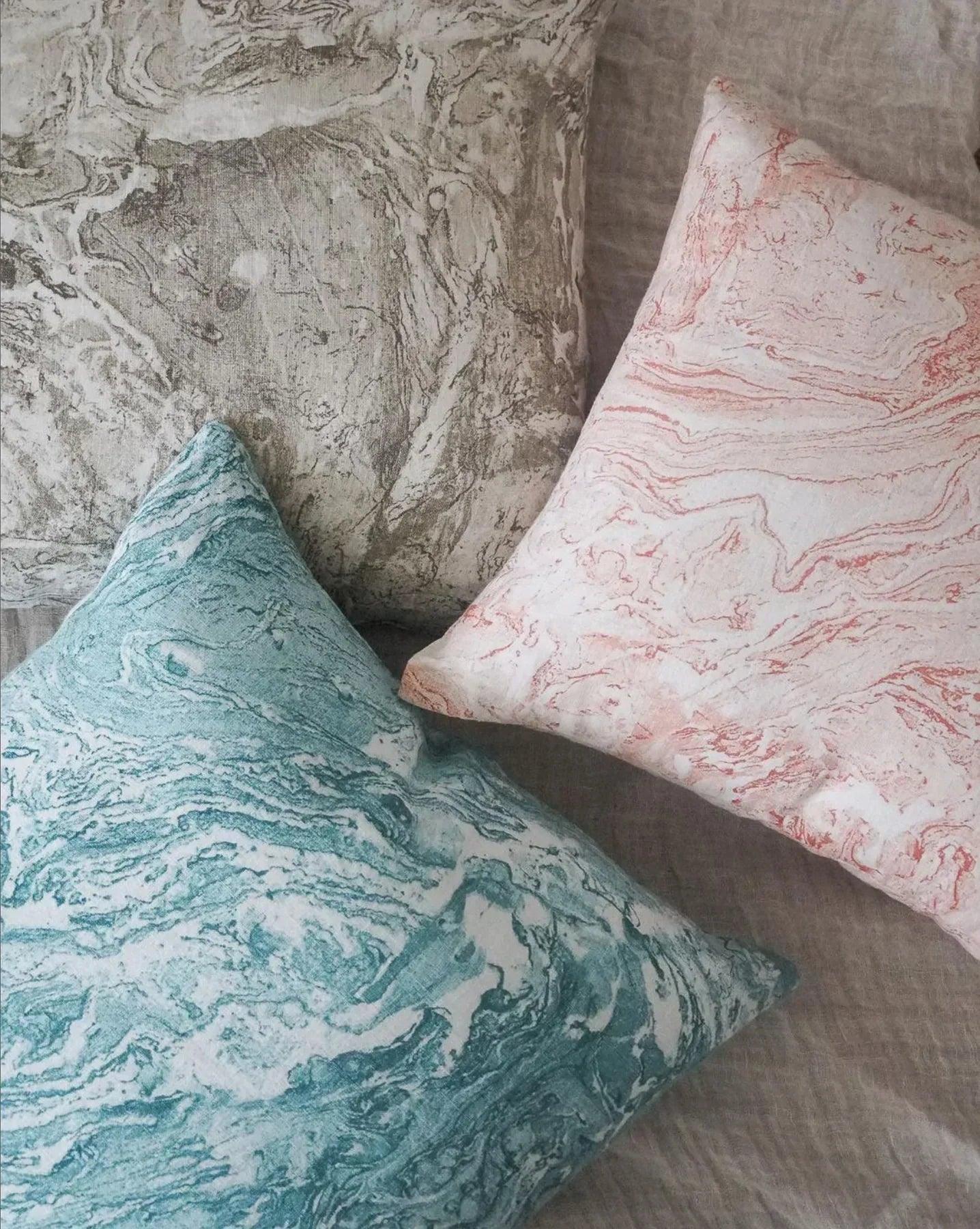 Linen Pillow Covers in Handcrafted Marble Print - Nature Home Decor