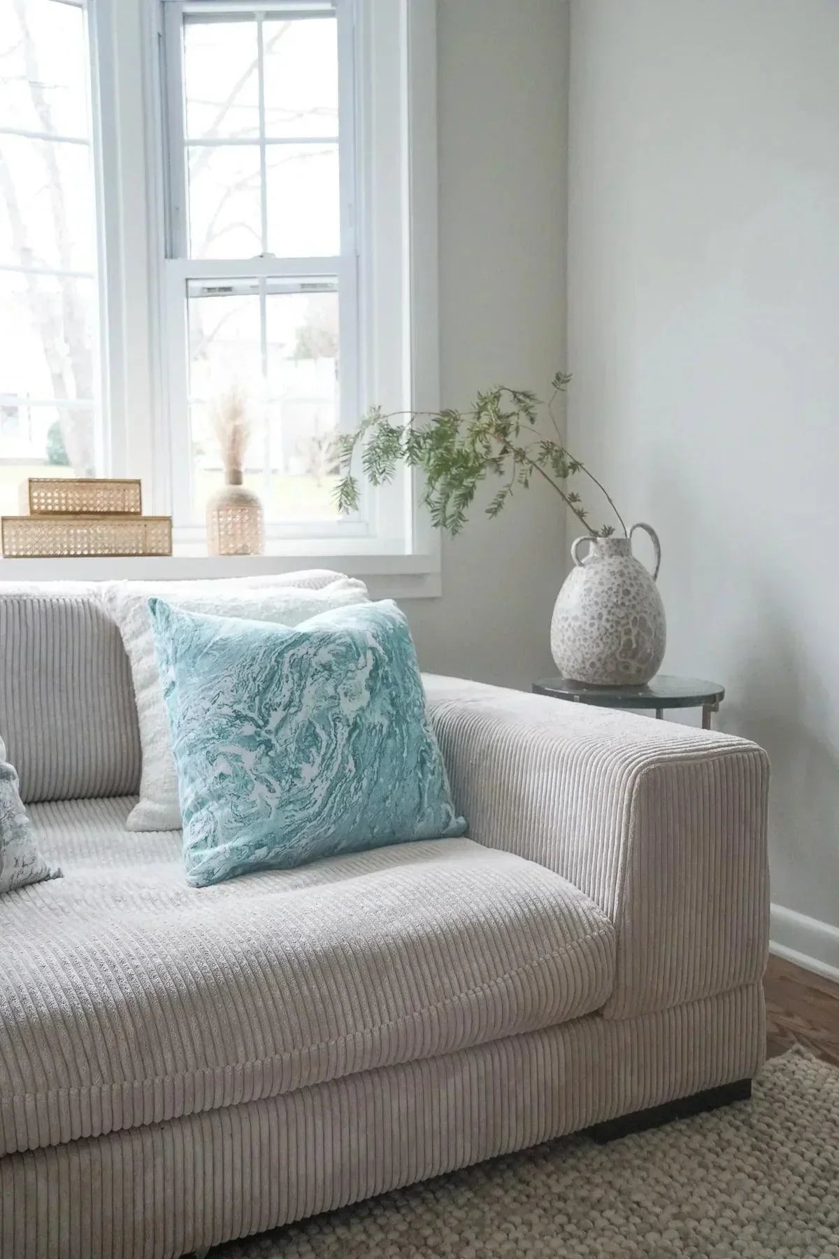 Linen Pillow Covers in Handcrafted Marble Print - Nature Home Decor