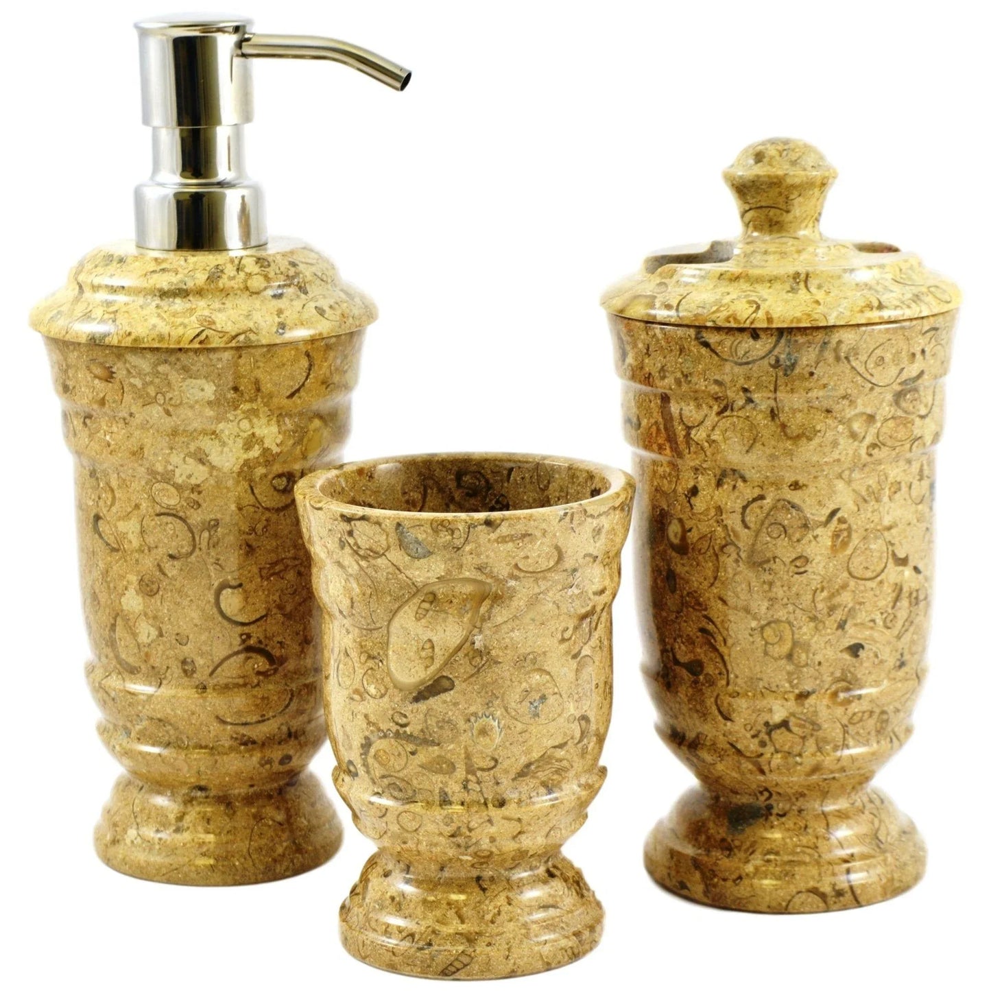 Luxury Bathroom Set in Fossil Stone - 3 Piece Bathroom Set - Nature Home Decor