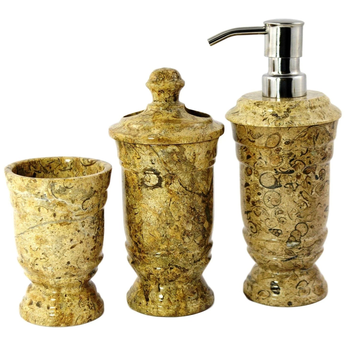 Luxury Bathroom Set in Fossil Stone - 3 Piece Bathroom Set - Nature Home Decor