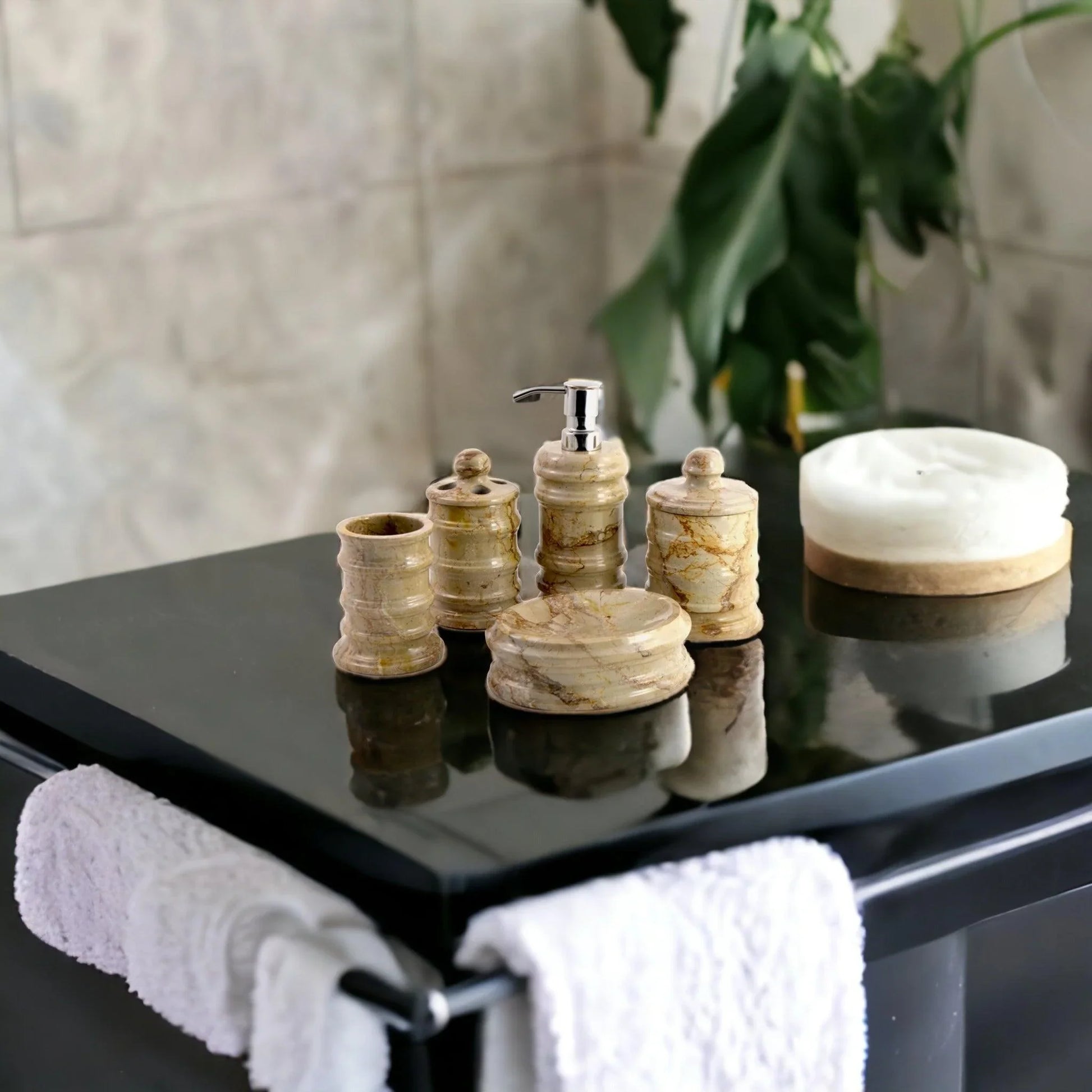 Luxury Bathroom Sets of Sahara Beige Marble in Bengal Collection - Nature Home Decor
