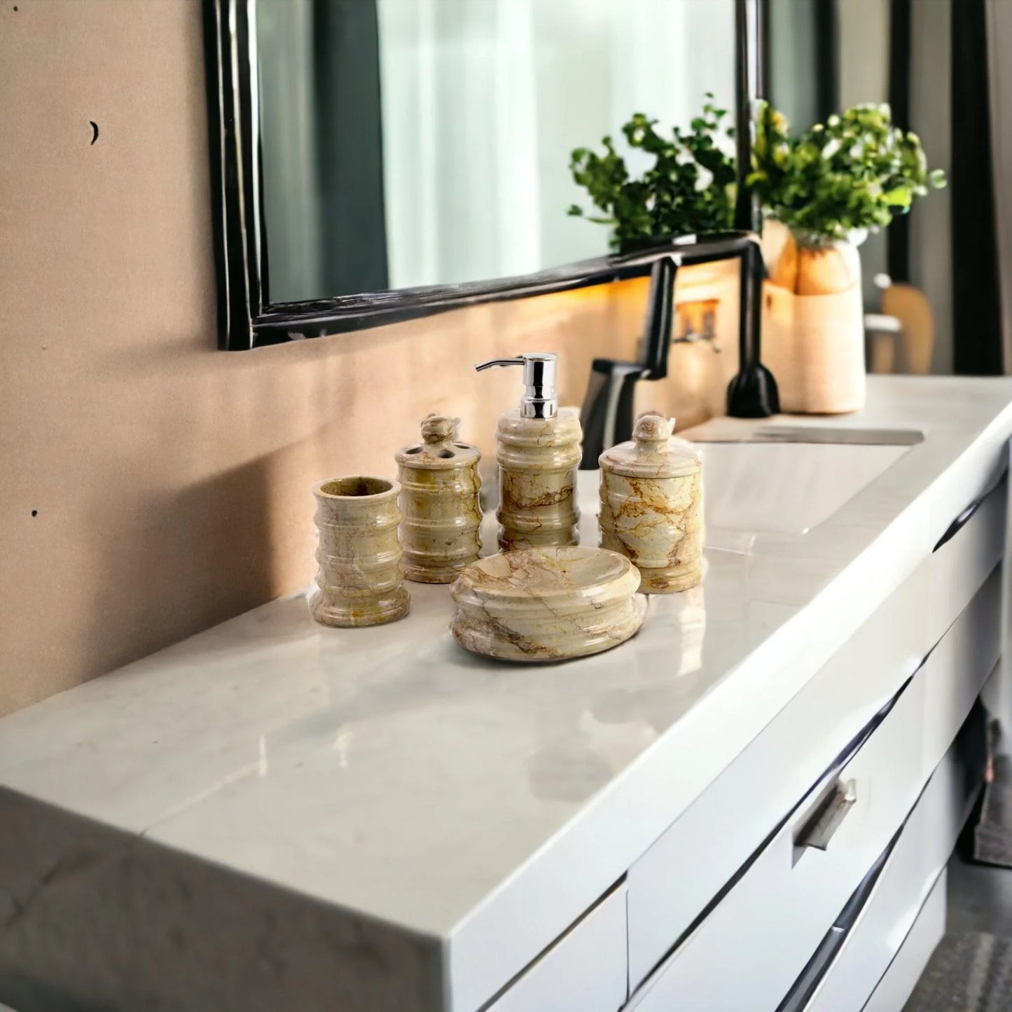Luxury Bathroom Sets of Sahara Beige Marble in Bengal Collection - Nature Home Decor