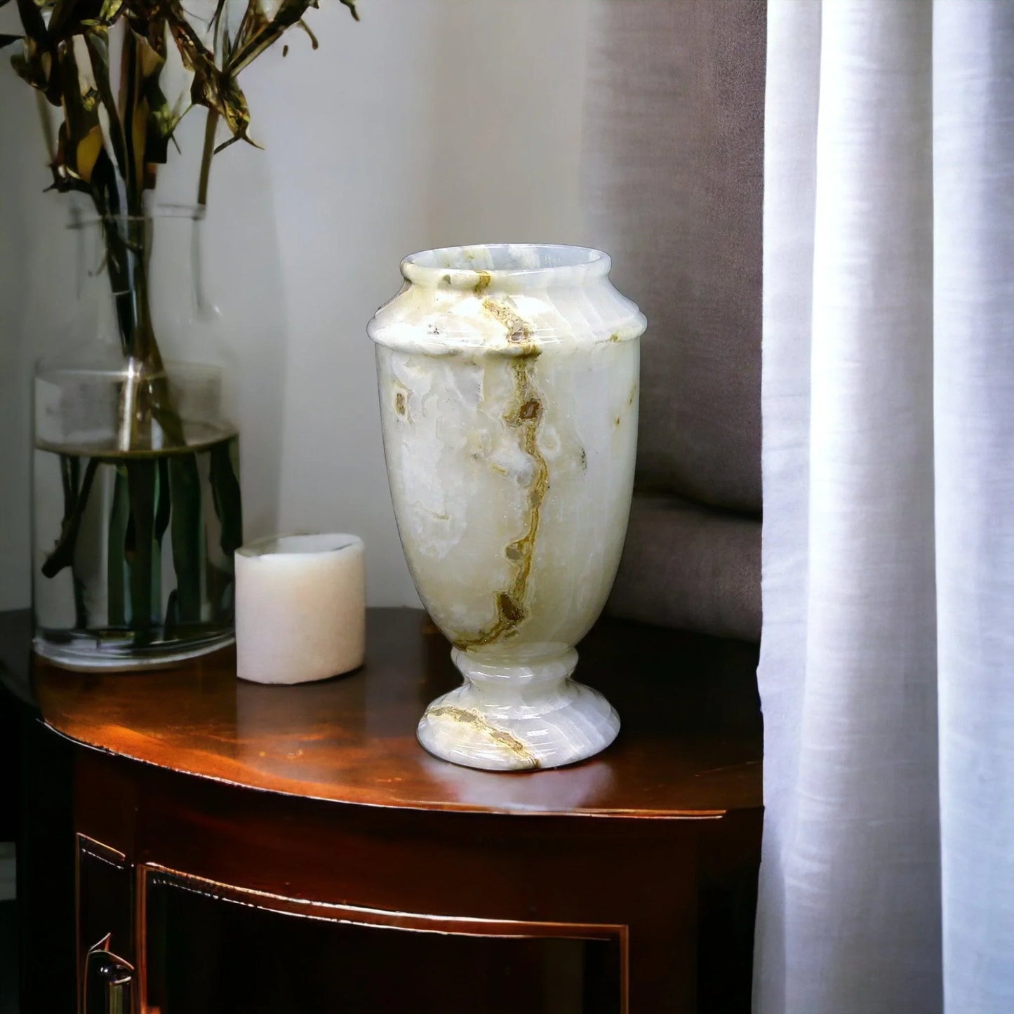 Decorative Vase |13 inch White Onyx - Nature Home Decor