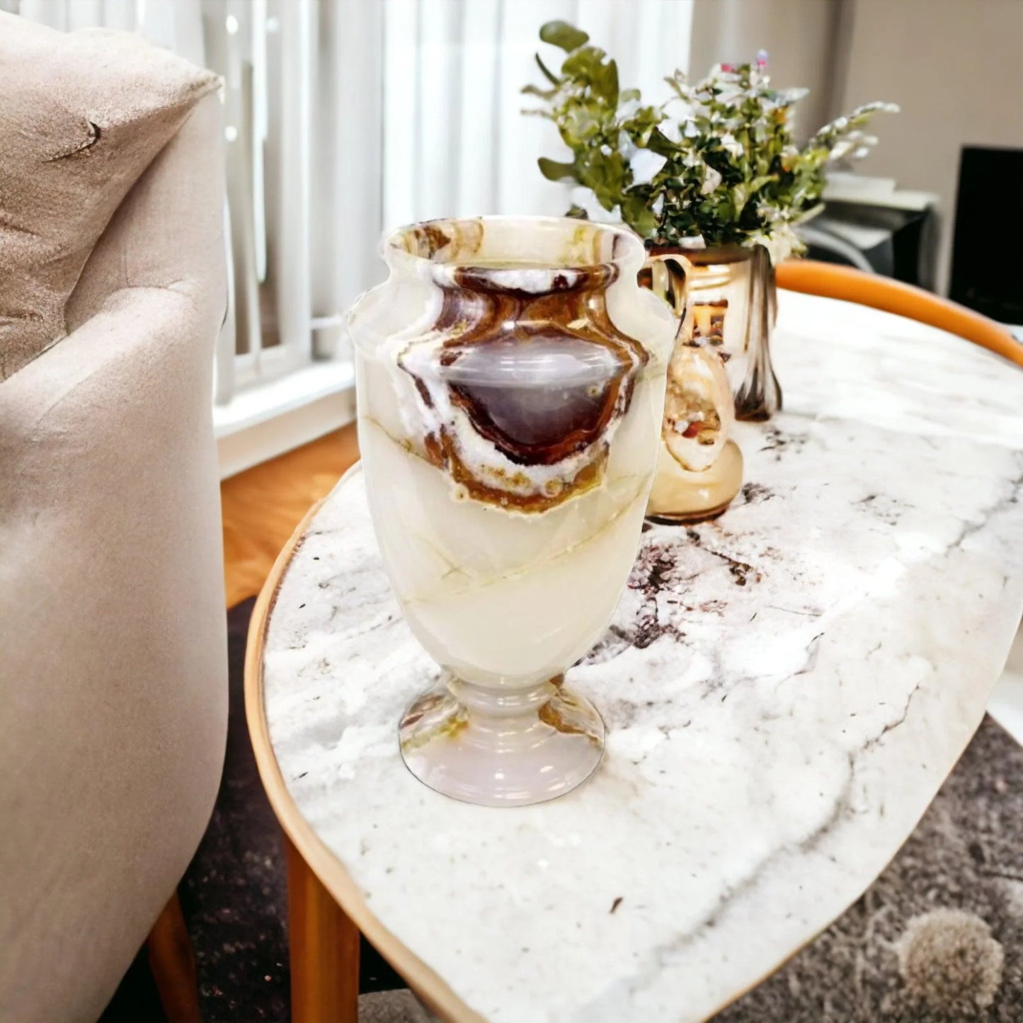 Decorative Vase |13 inch White Onyx - Nature Home Decor