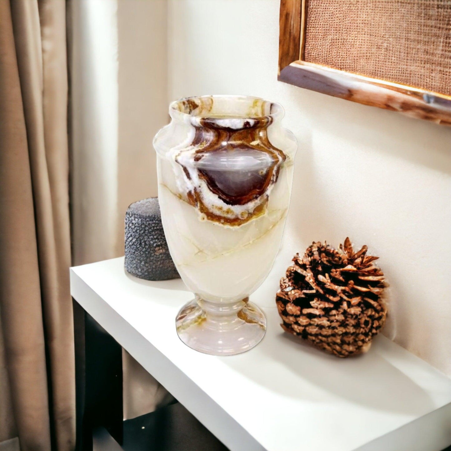 Decorative Vase |13 inch White Onyx - Nature Home Decor