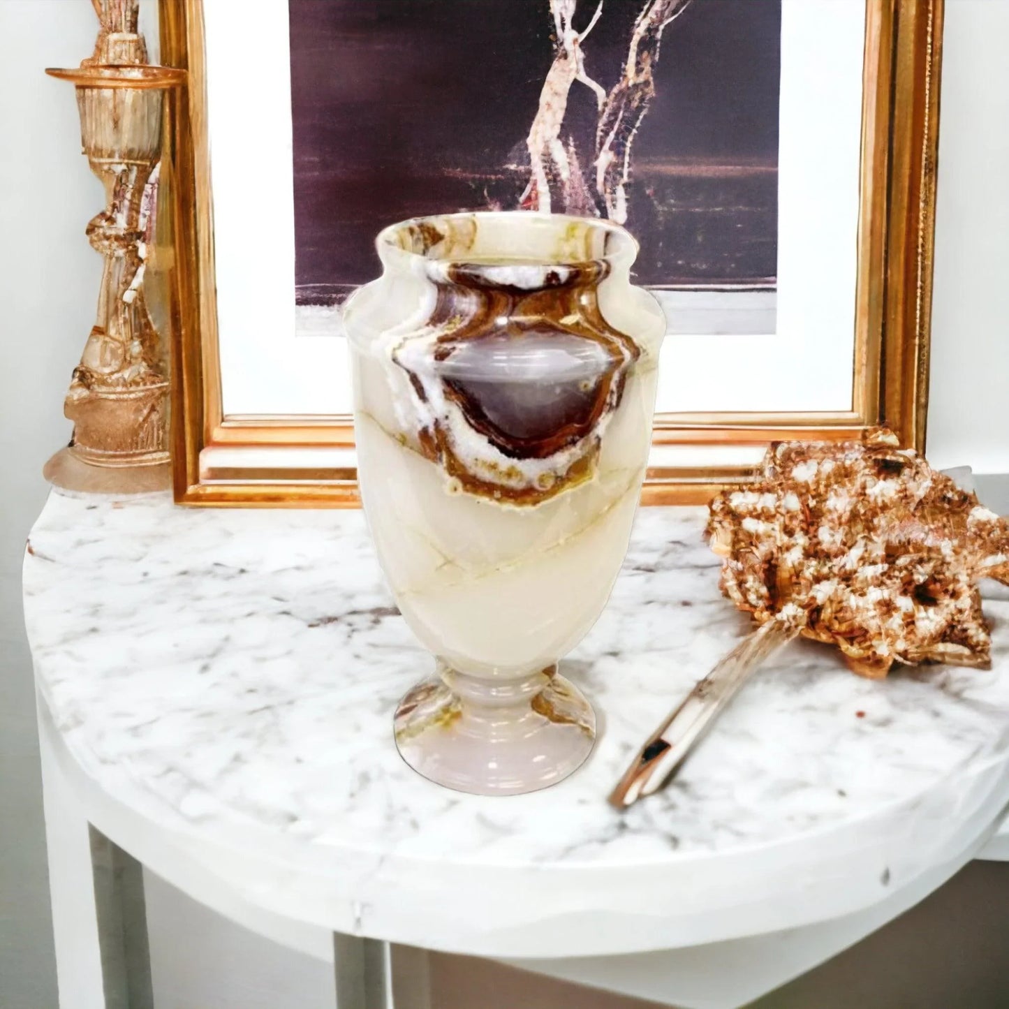 Decorative Vase |13 inch White Onyx - Nature Home Decor