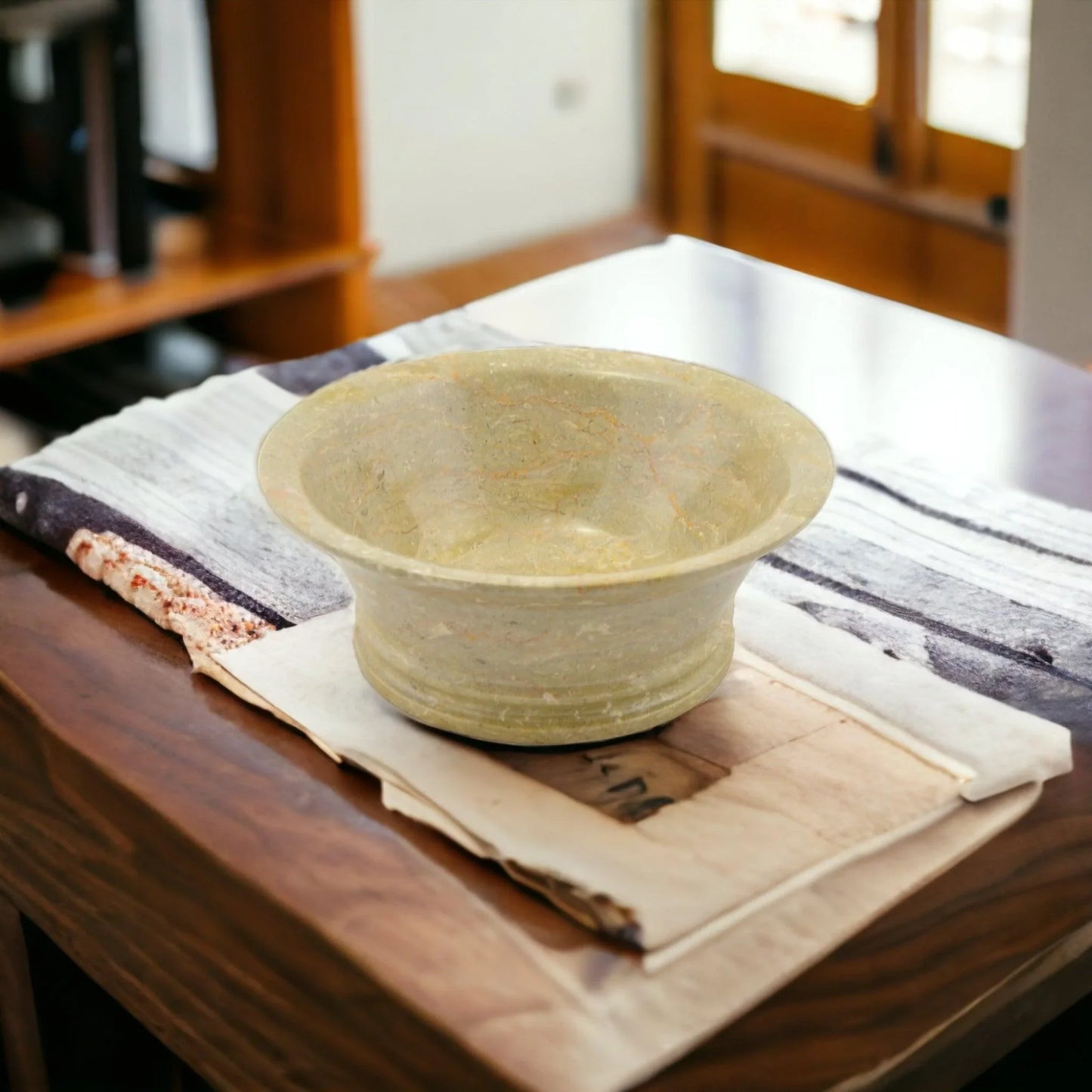 Sahara Beige Marble 8-inch Modern Fruit Bowl - Nature Home Decor