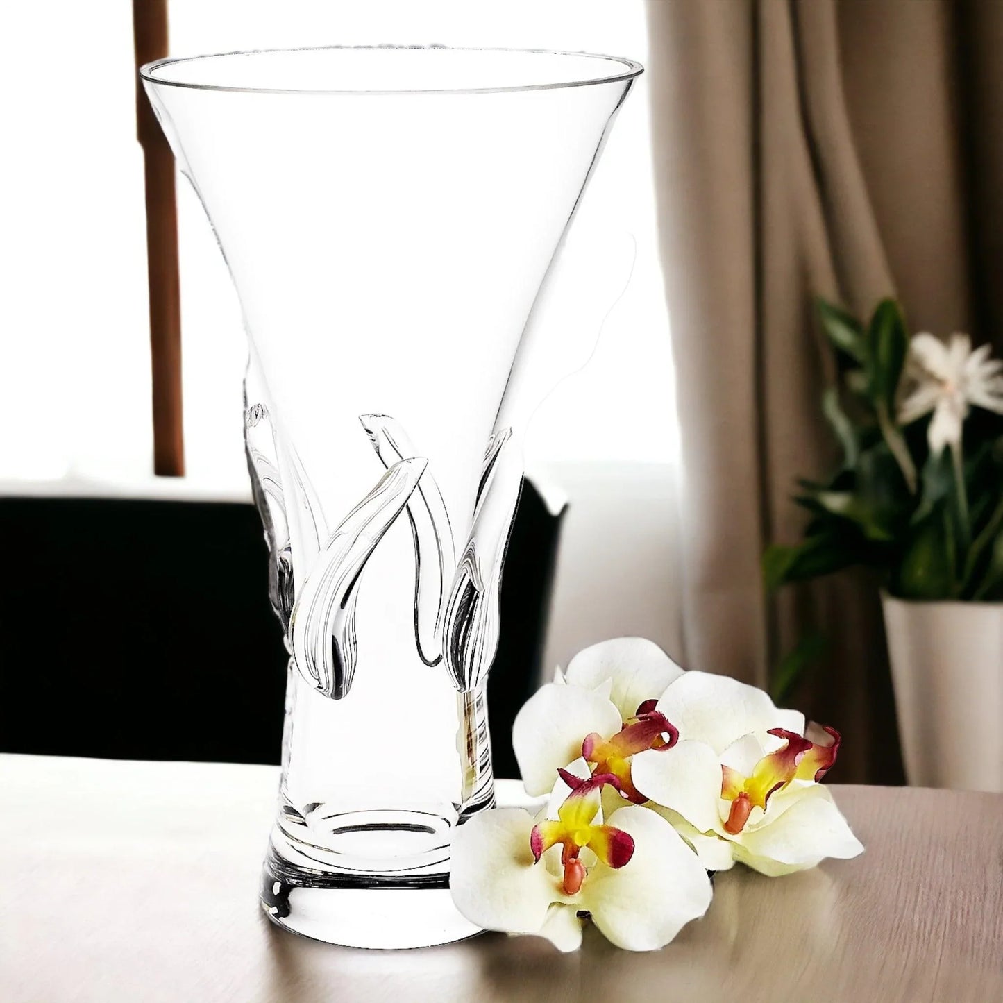 Monterrey Crystal 12 inch Decorative Vase - Nature Home Decor