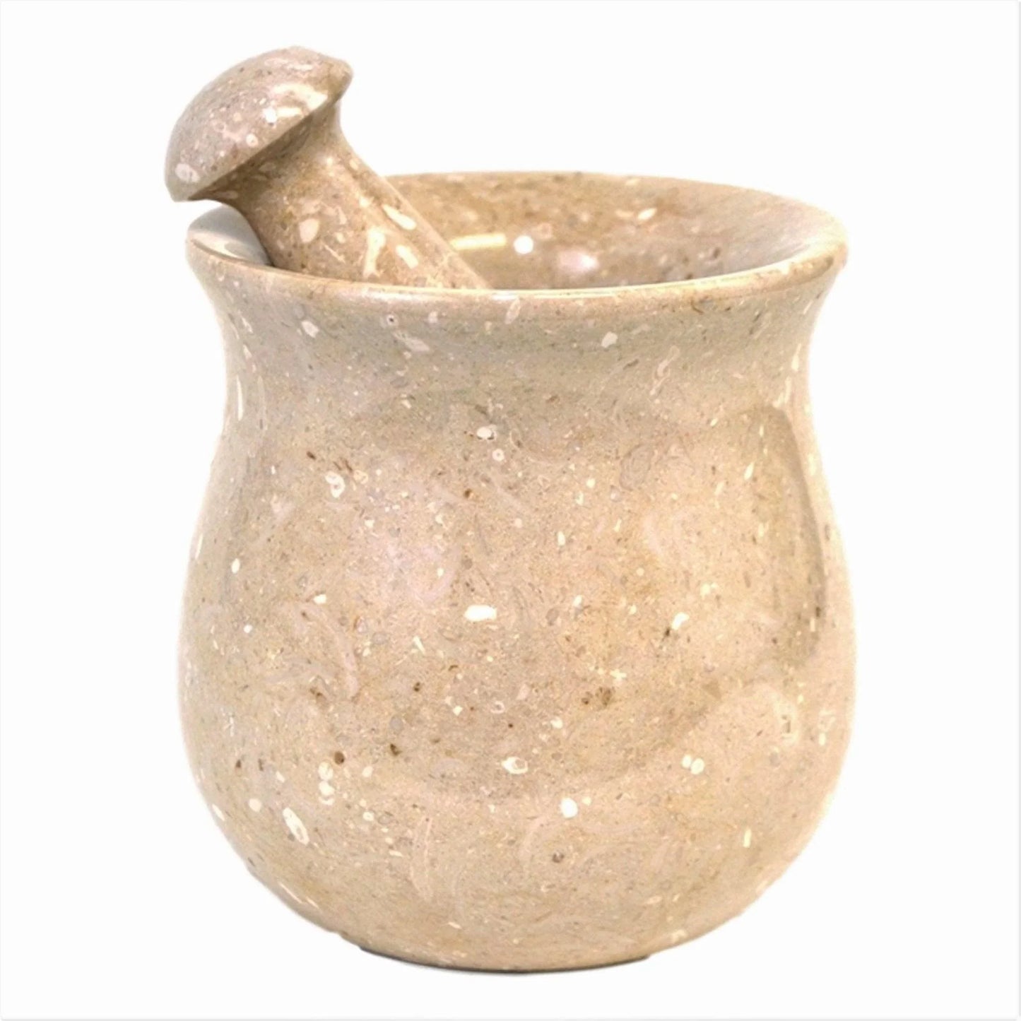 Mortar & Pestle of Sahara Beige Marble - Nature Home Decor