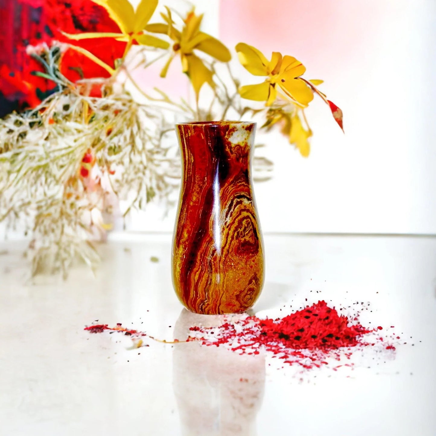 Multi Brown Onyx 9 inch Vase - Nature Home Decor