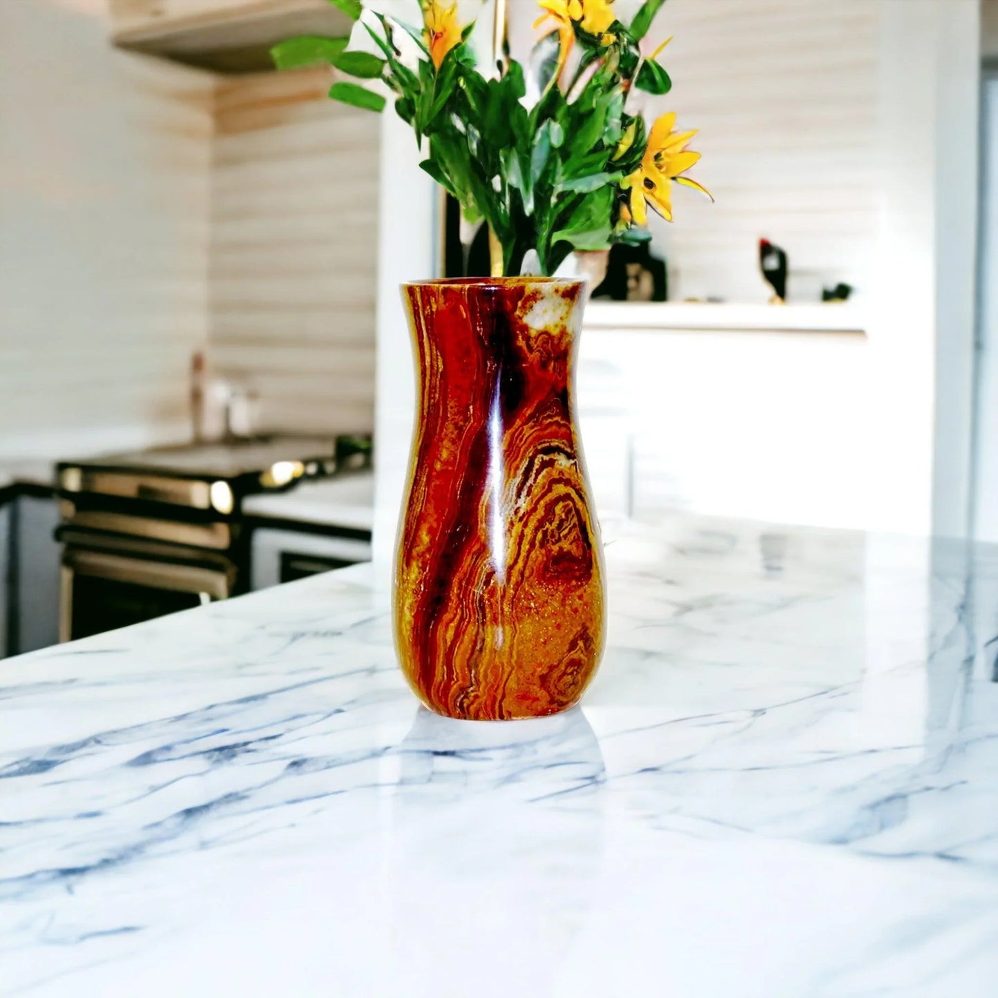 Multi Brown Onyx 9 inch Vase - Nature Home Decor
