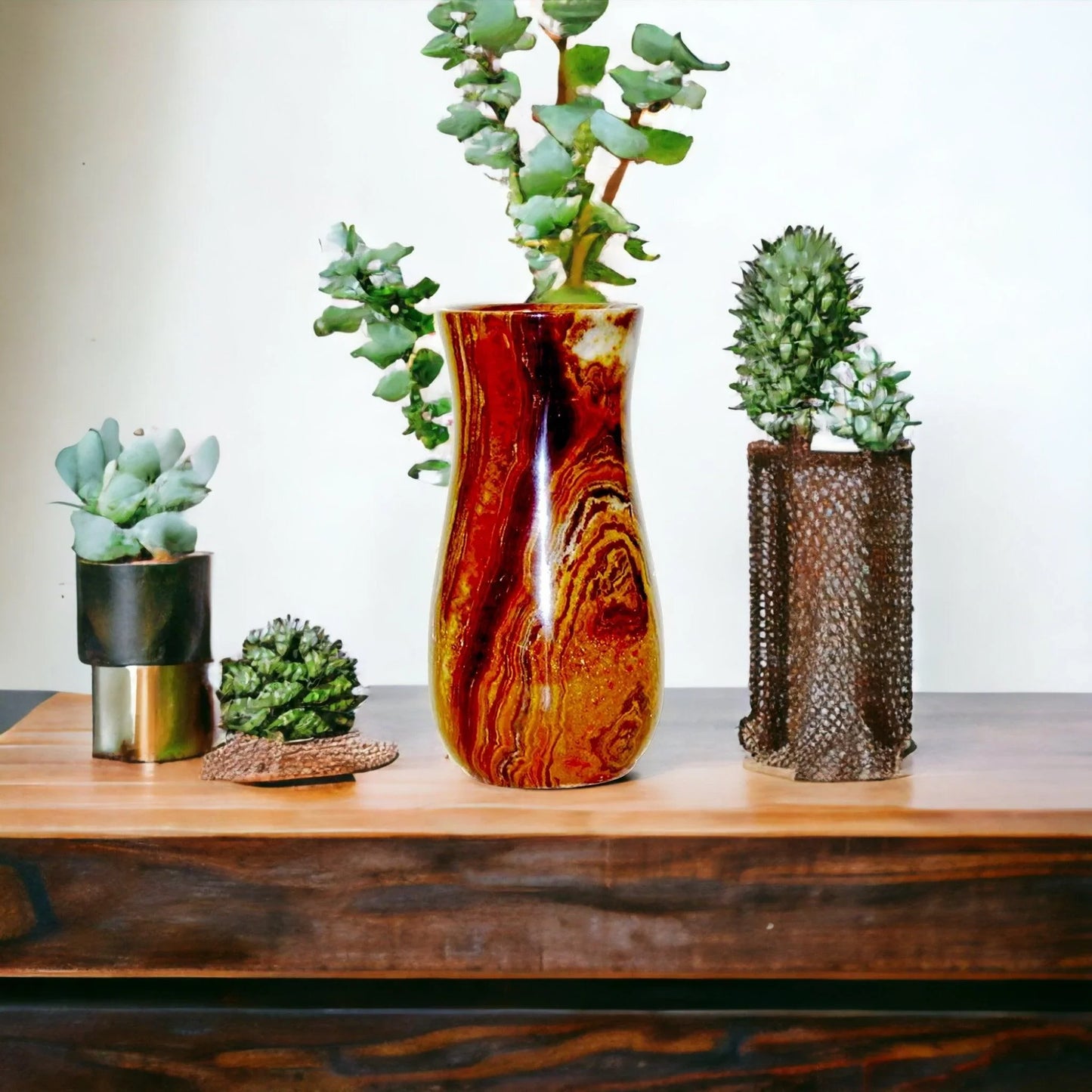 Multi Brown Onyx 9 inch Vase - Nature Home Decor