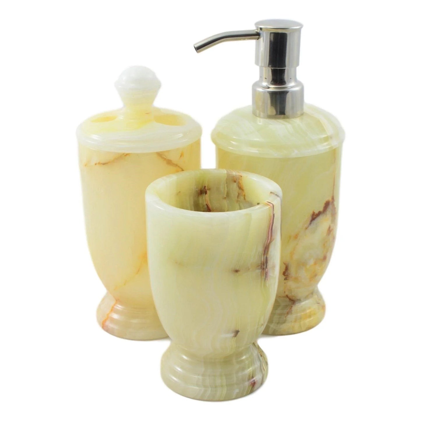 Onyx Marble | Pistachio Onyx 3-Piece Bathroom Set - Nature Home Decor