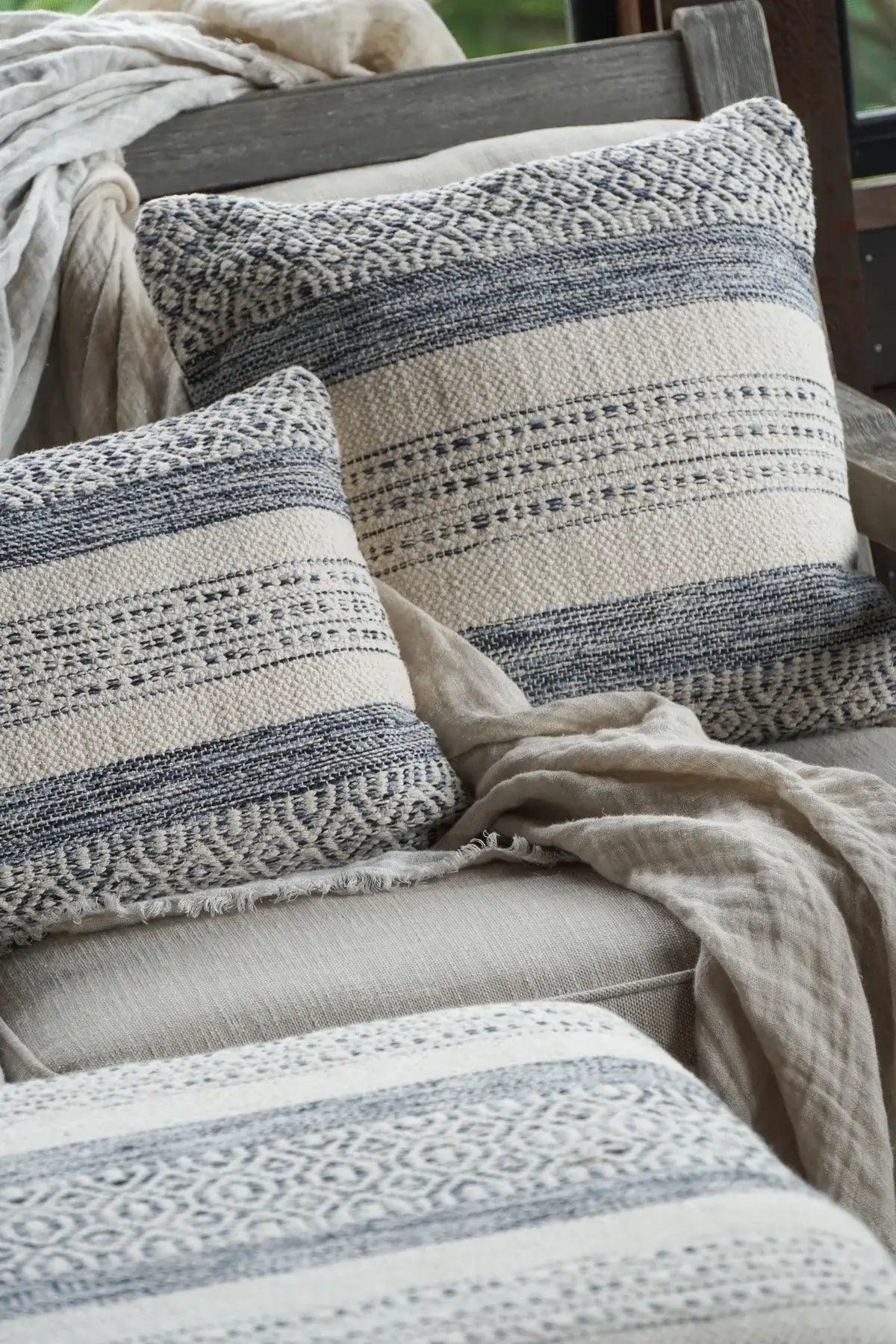 Indigo Striped Handwoven Pillow Cover - Nature Home Decor