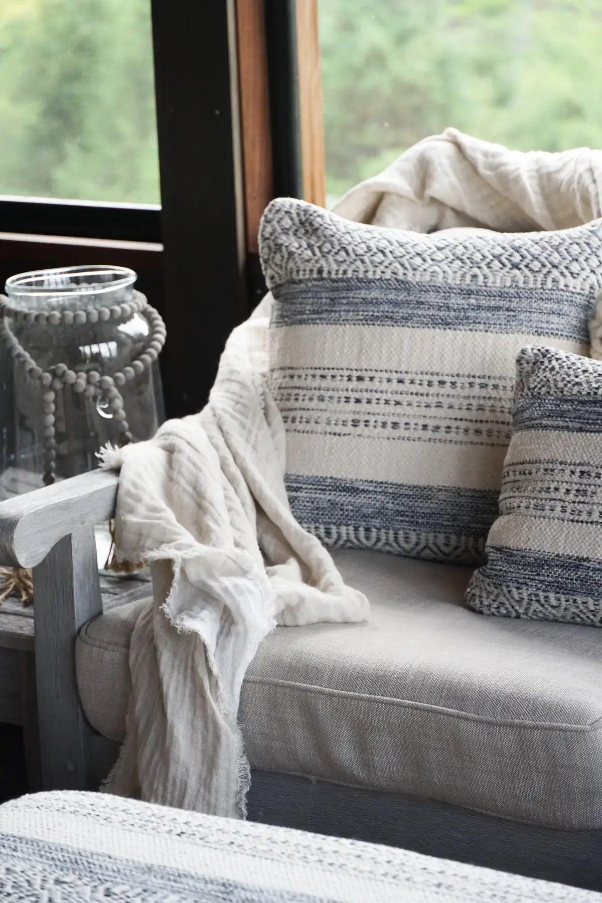 Indigo Striped Handwoven Pillow Cover - Nature Home Decor