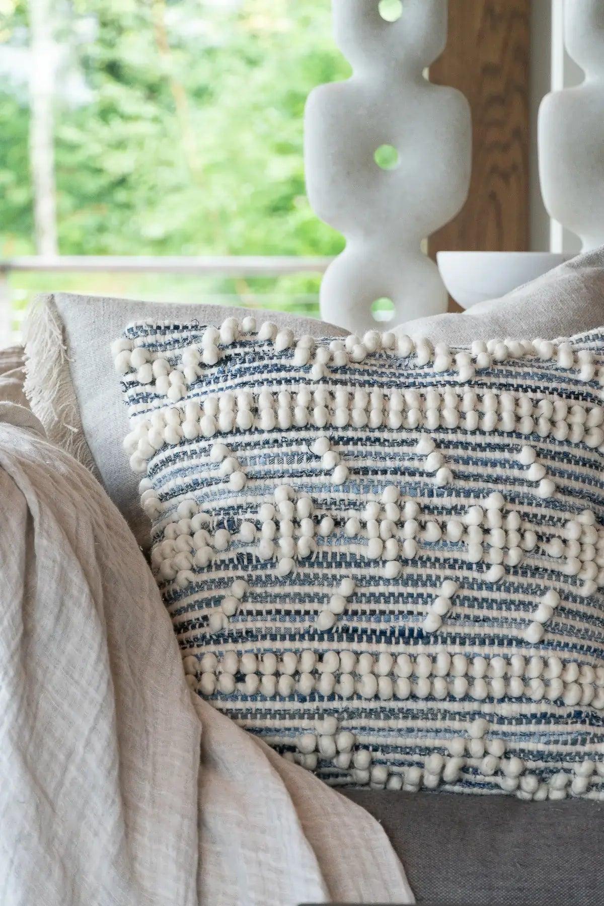 Recycled Denim Pillow Cover | Handwoven Collection - Nature Home Decor