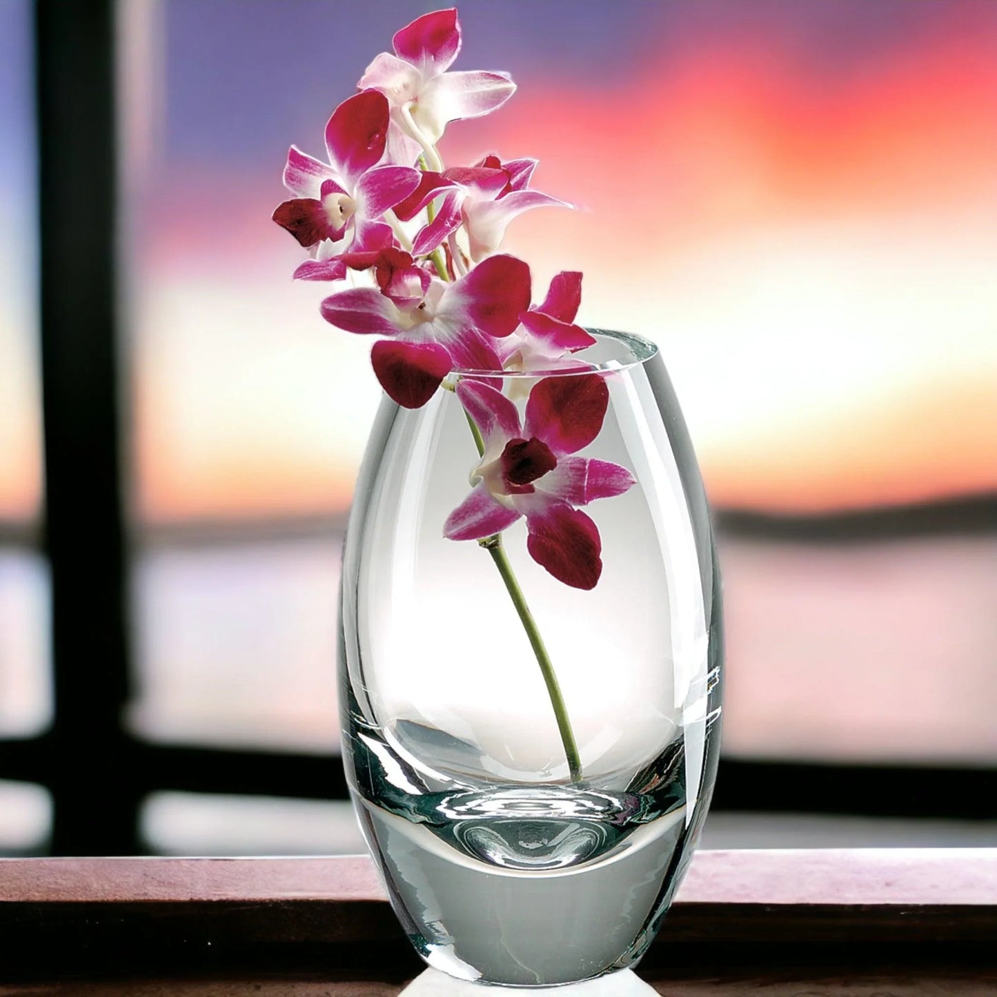 Radiant European Clear Crystal 9 inch Vase - Nature Home Decor