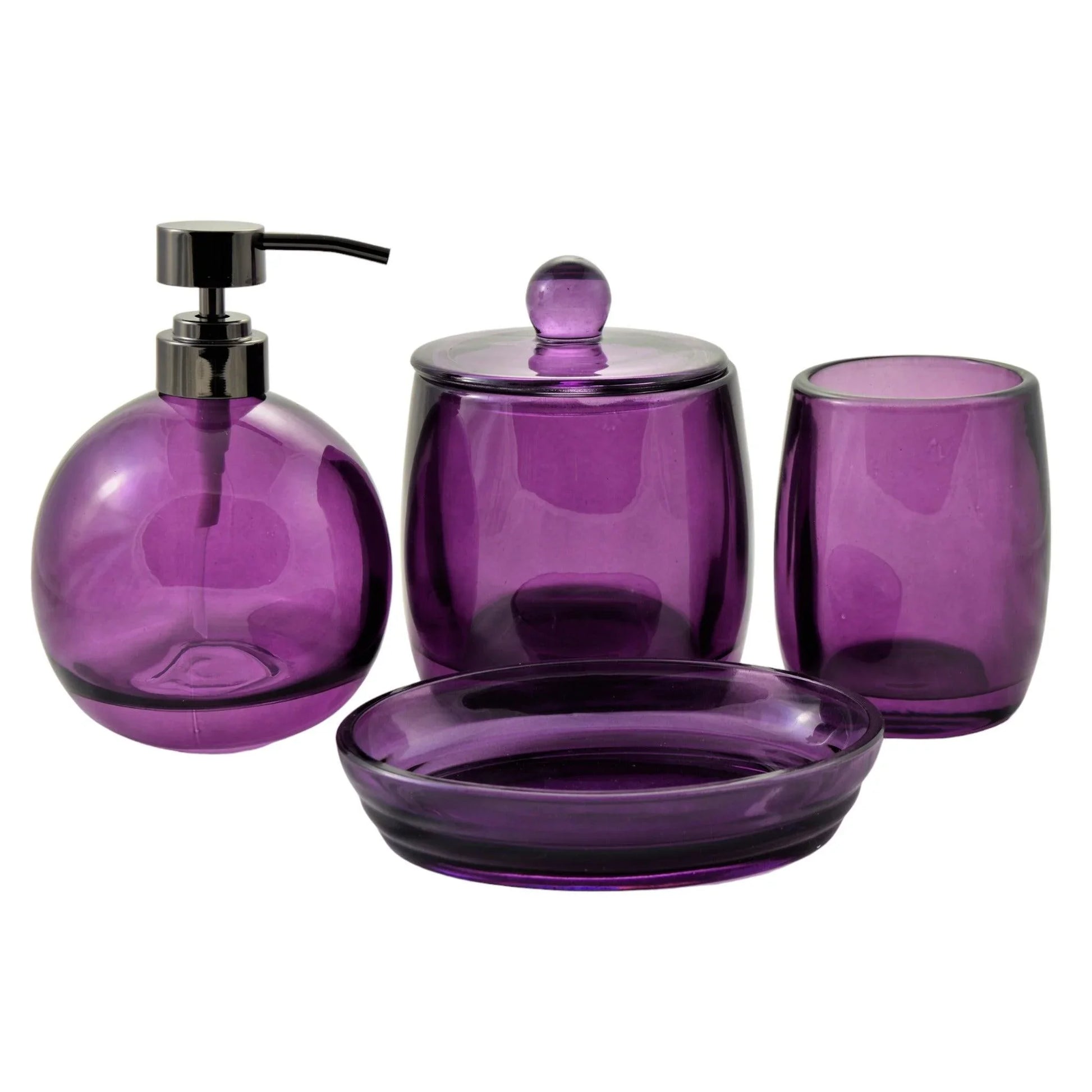 Ruby Glass 4-Piece Bathroom Set - Nature Home Decor