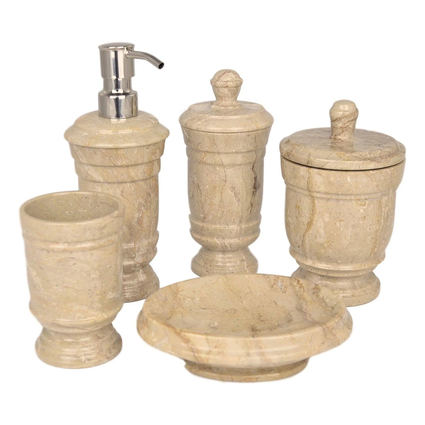 Sahara Beige Marble 5-Piece Bath Set | Tasmanian Collection - Nature Home Decor