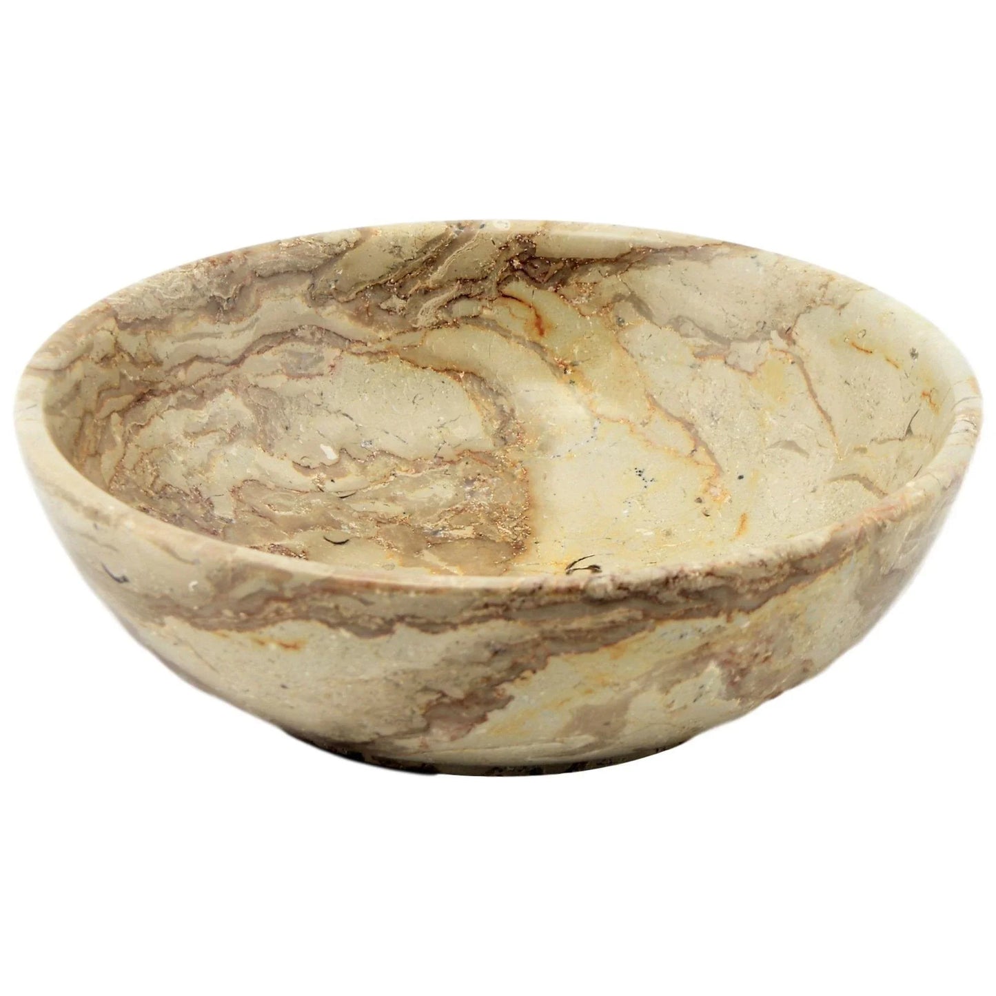 Sahara Beige Marble 8-inch Centerpiece Bowl for Dining Room Table - Nature Home Decor
