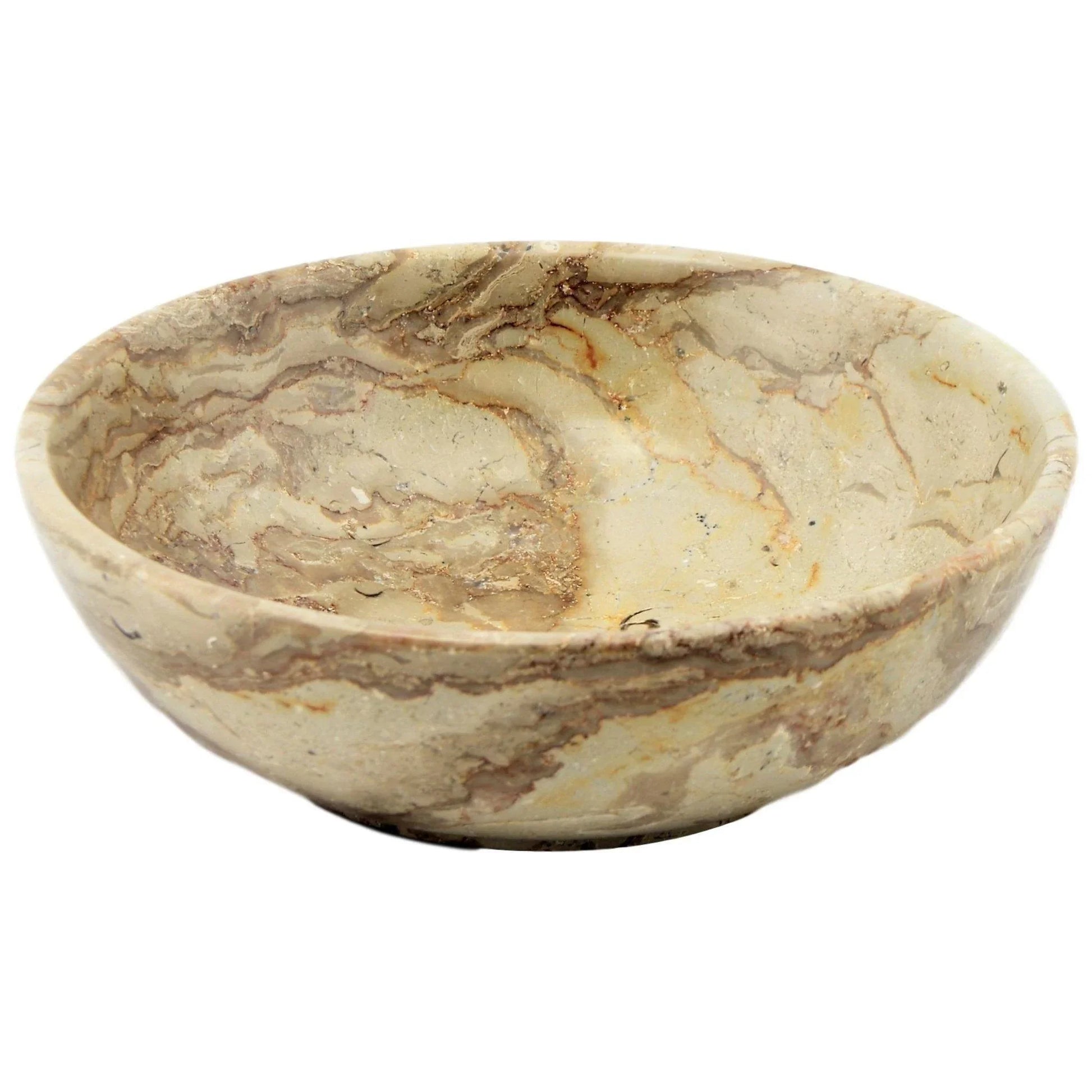Sahara Beige Marble 8-inch Centerpiece Bowl for Dining Room Table - Nature Home Decor