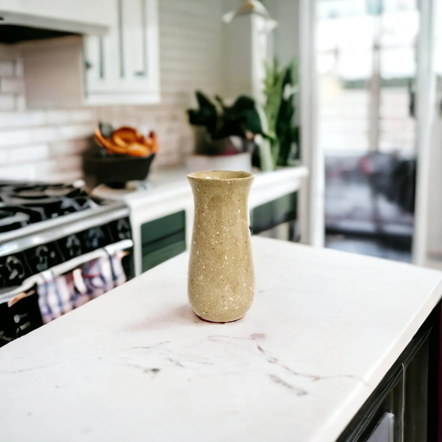 Sahara Beige Marble 9 inch Kitchen Vase - Nature Home Decor