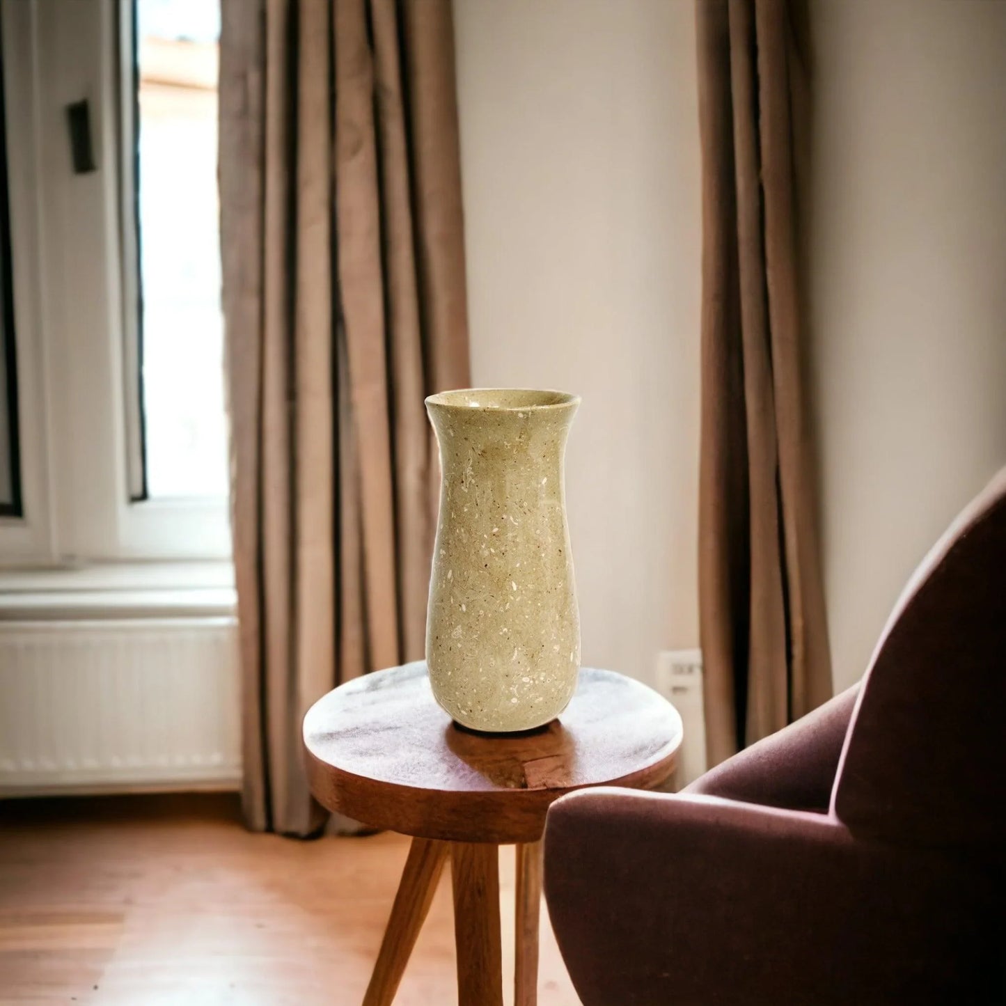 Sahara Beige Marble 9 inch Kitchen Vase - Nature Home Decor