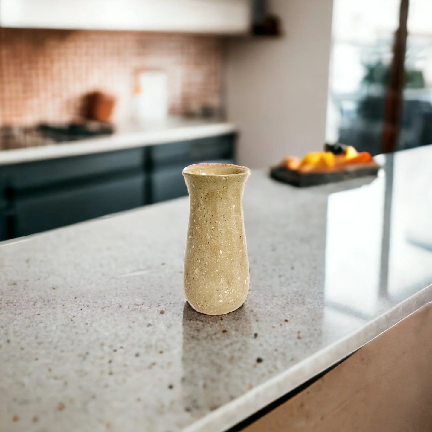 Sahara Beige Marble 9 inch Kitchen Vase - Nature Home Decor