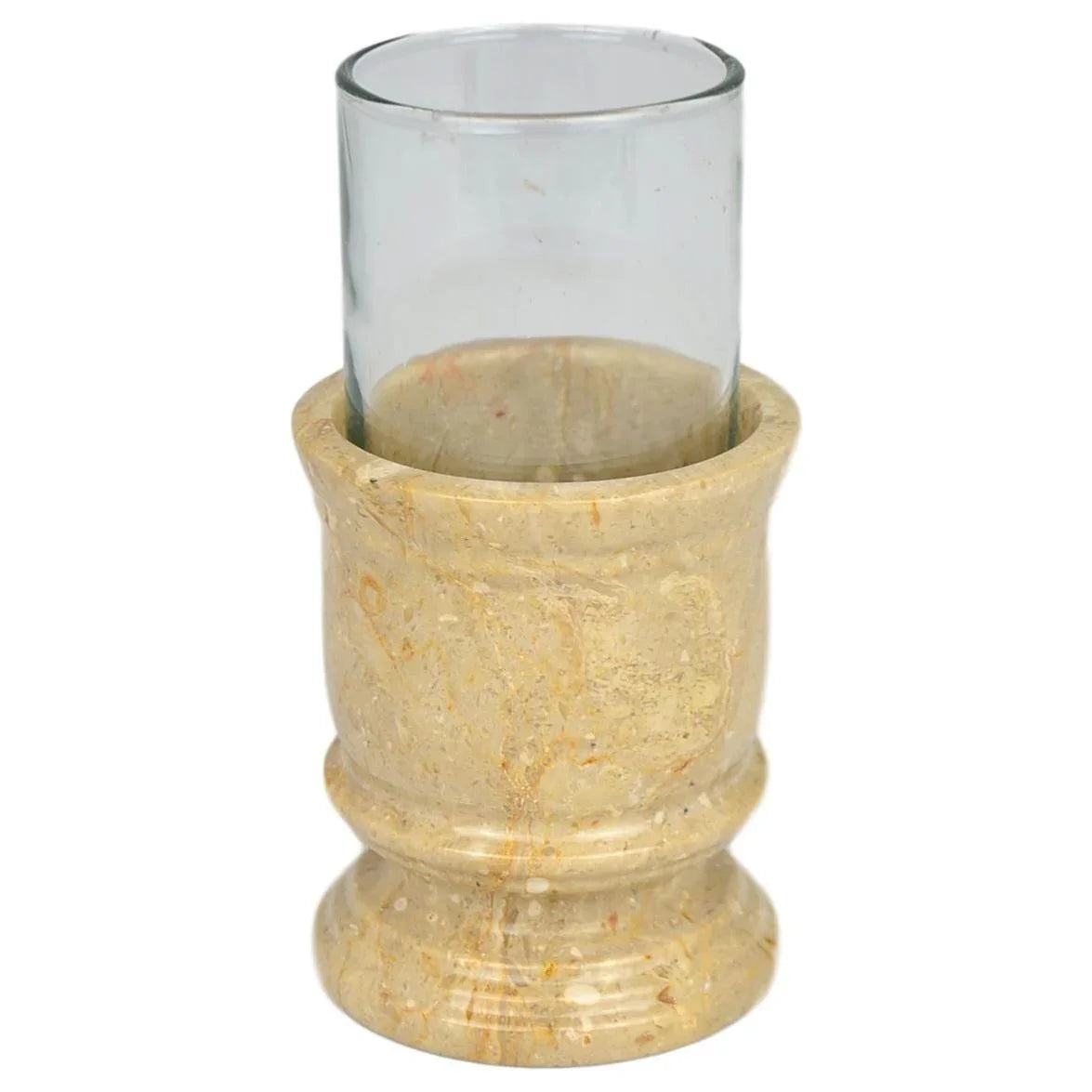 Sahara Beige Marble Bathroom Tumbler of Tasmanian Collection - Nature Home Decor