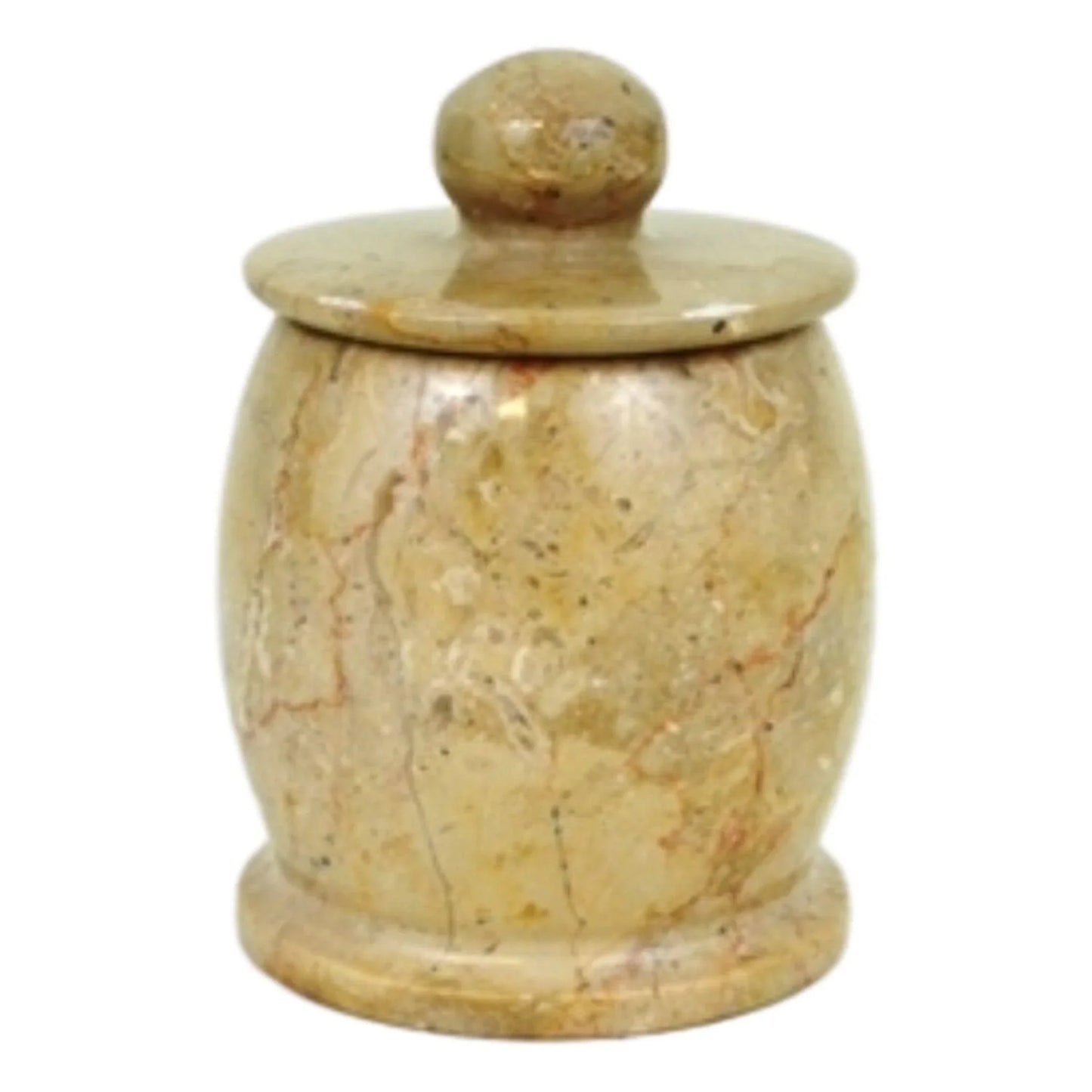 Sahara Beige Marble Decorative Jar | Cotton Jar - Nature Home Decor