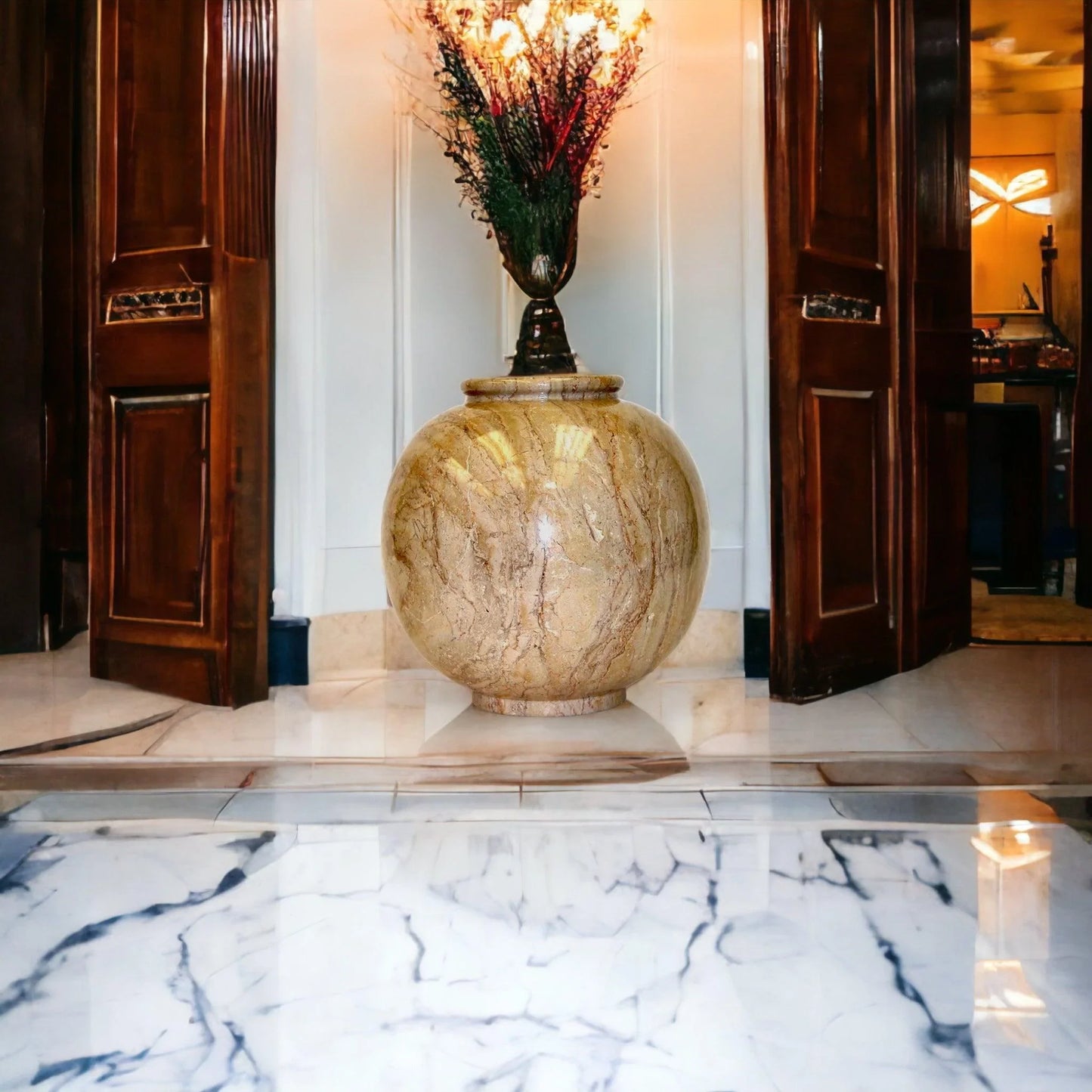 Sahara Beige Marble Large Vase - Nature Home Decor