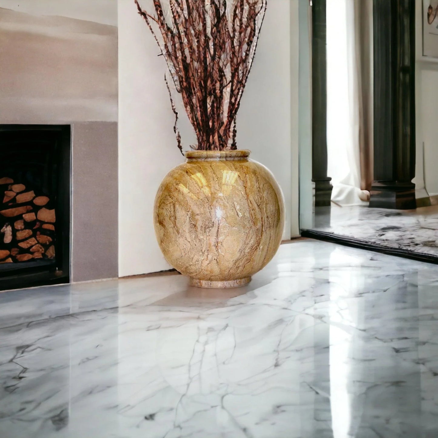 Sahara Beige Marble Large Vase - Nature Home Decor