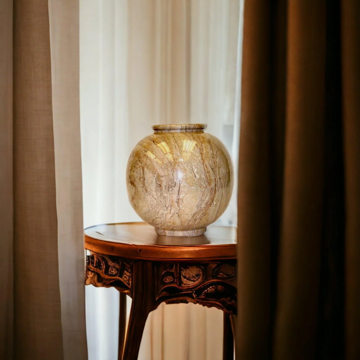 Sahara Beige Marble Large Vase - Nature Home Decor