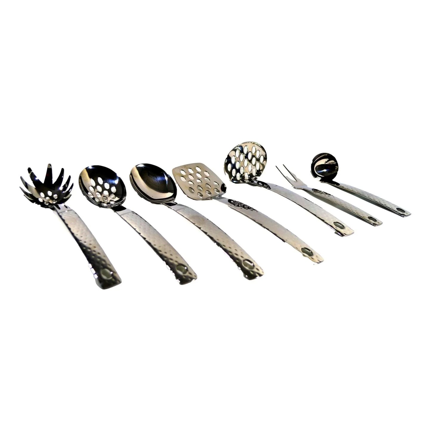 Serving Utensils Set with Hammered Design Handles - Nature Home Decor