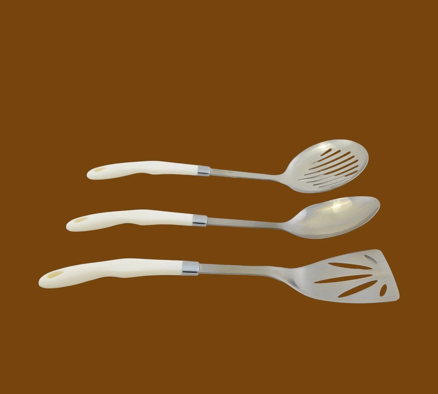 Serving Utensils Set with White Storage Hanging Stand - Nature Home Decor