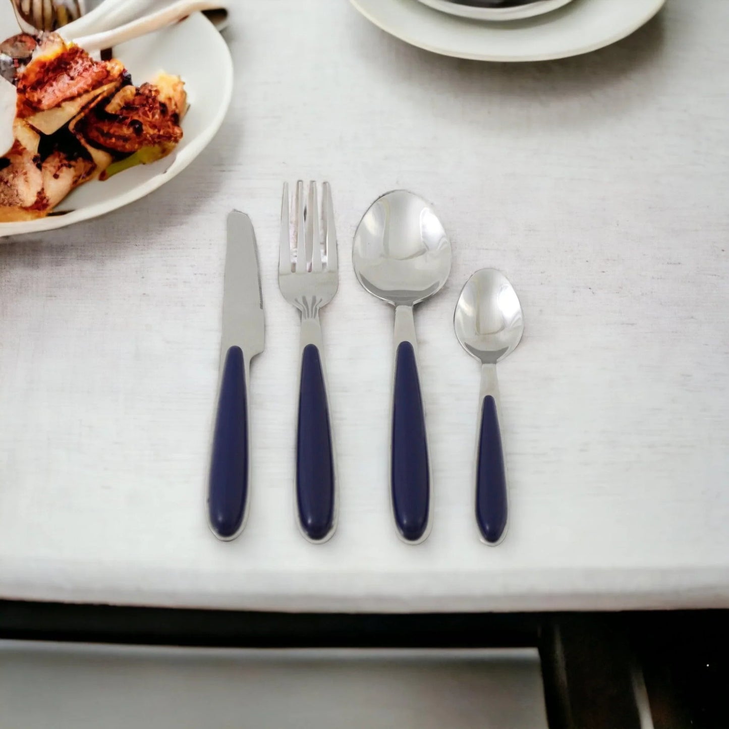 Flatware Set with Blue Handles - Nature Home Decor
