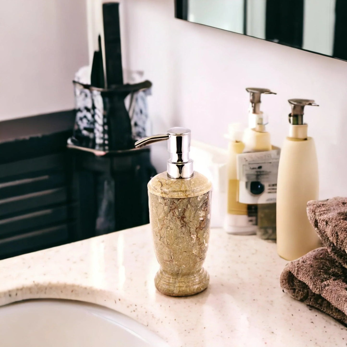 Soap & Lotion Dispenser of Sahara Beige Marble - Nature Home Decor