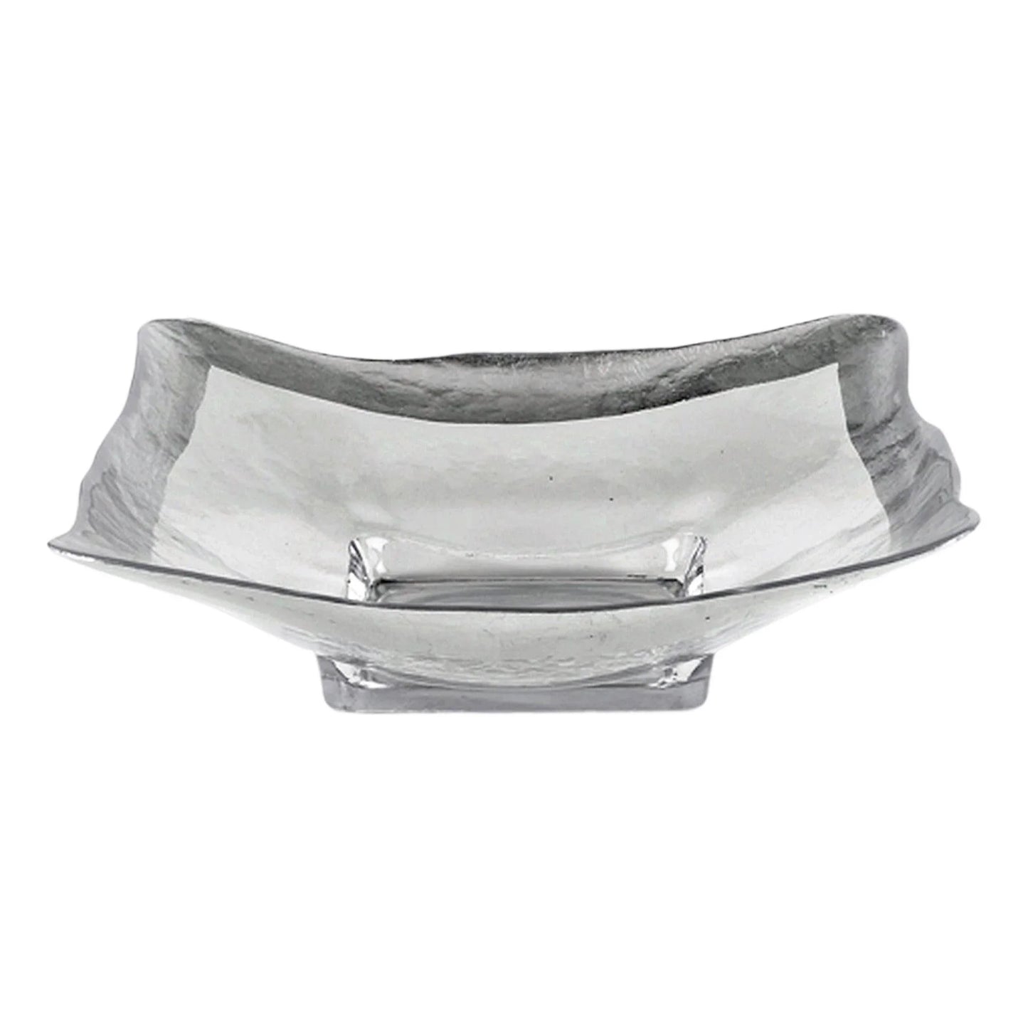 Crystal Glass Square Bowl with Authentic Silver Leaf Pattern - Nature Home Decor