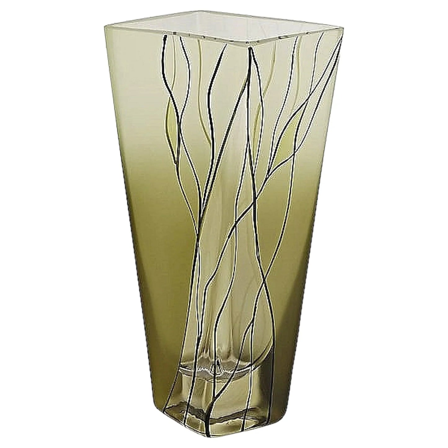 European Green Crystal 8-inch Square Vase - Nature Home Decor