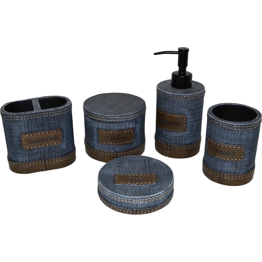 Unique Bathroom Accessory Set of Denim Finish - Nature Home Decor